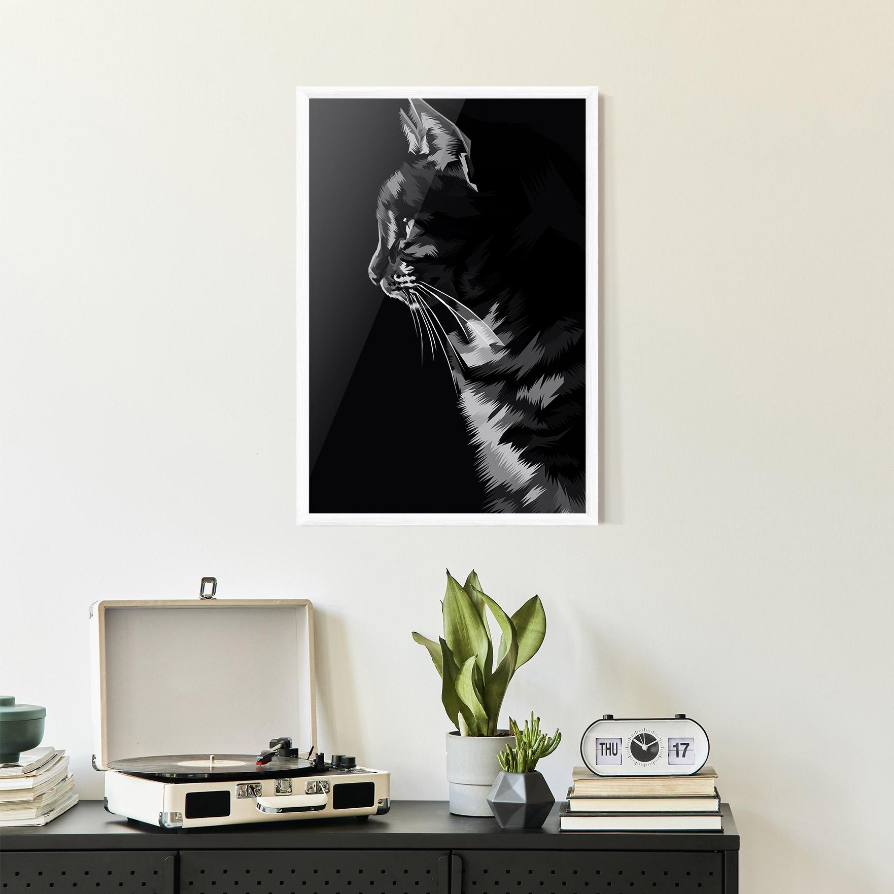 Poster Înrămat Black Grey Cat mockup 2