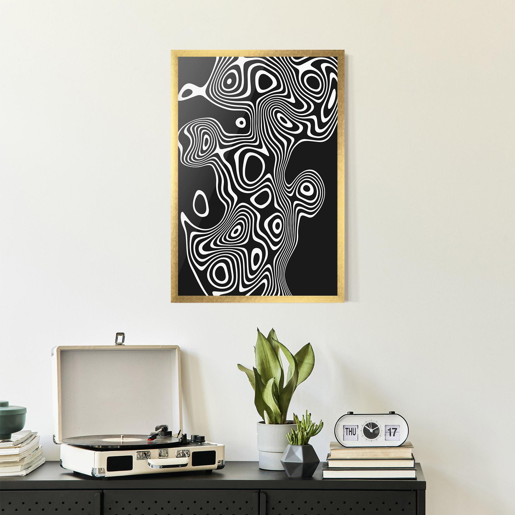 Poster Înrămat Abstract Grey Black Line mockup 2