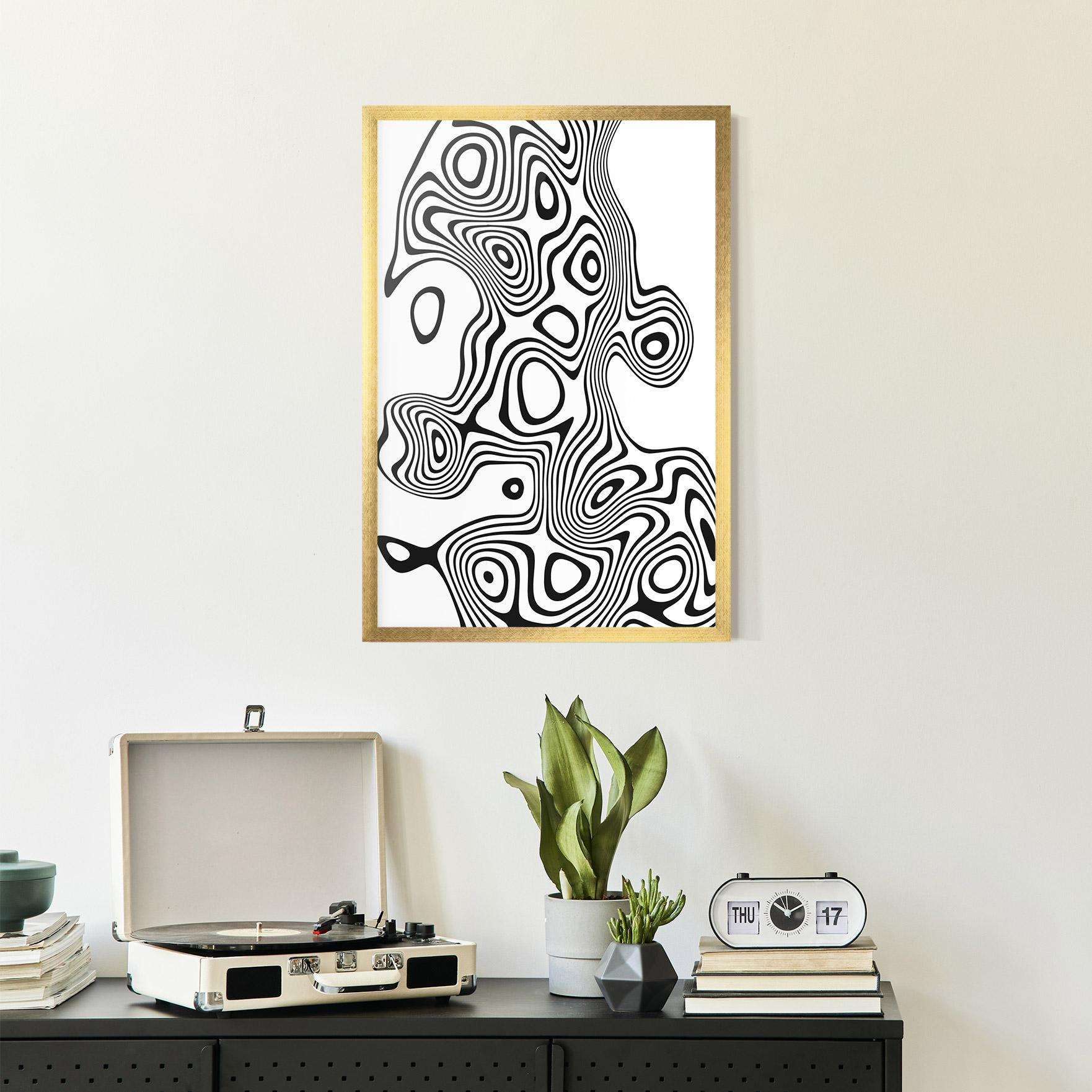 Poster Înrămat Abstract Line Grey Black mockup 2