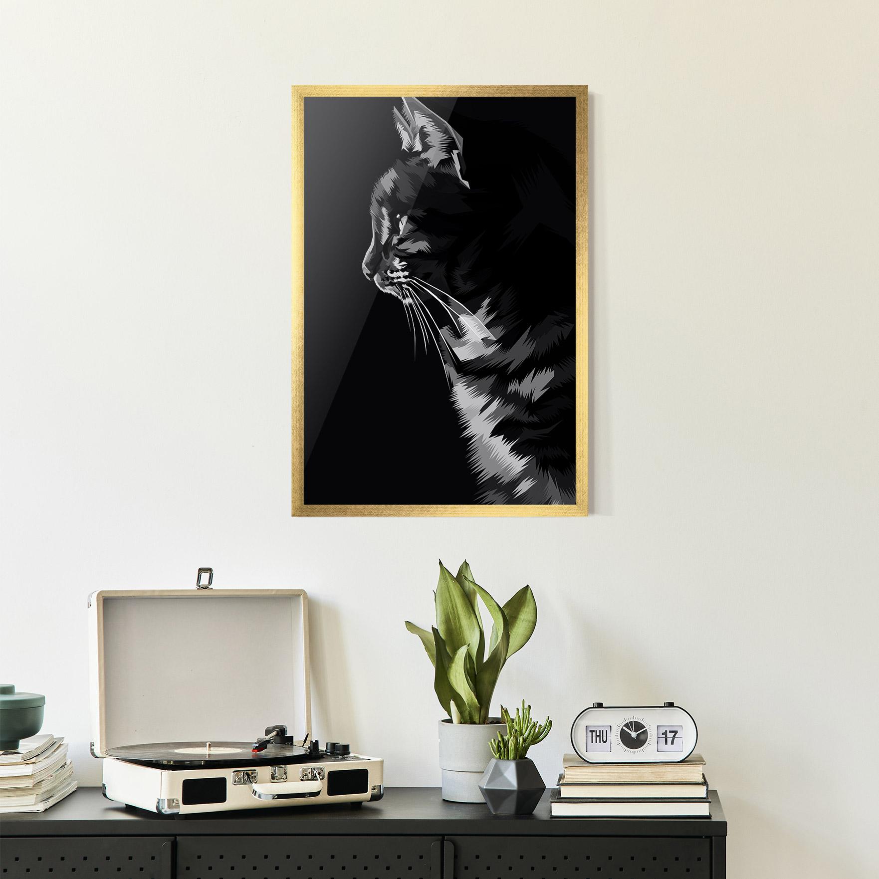 Poster Înrămat Black Grey Cat mockup 2