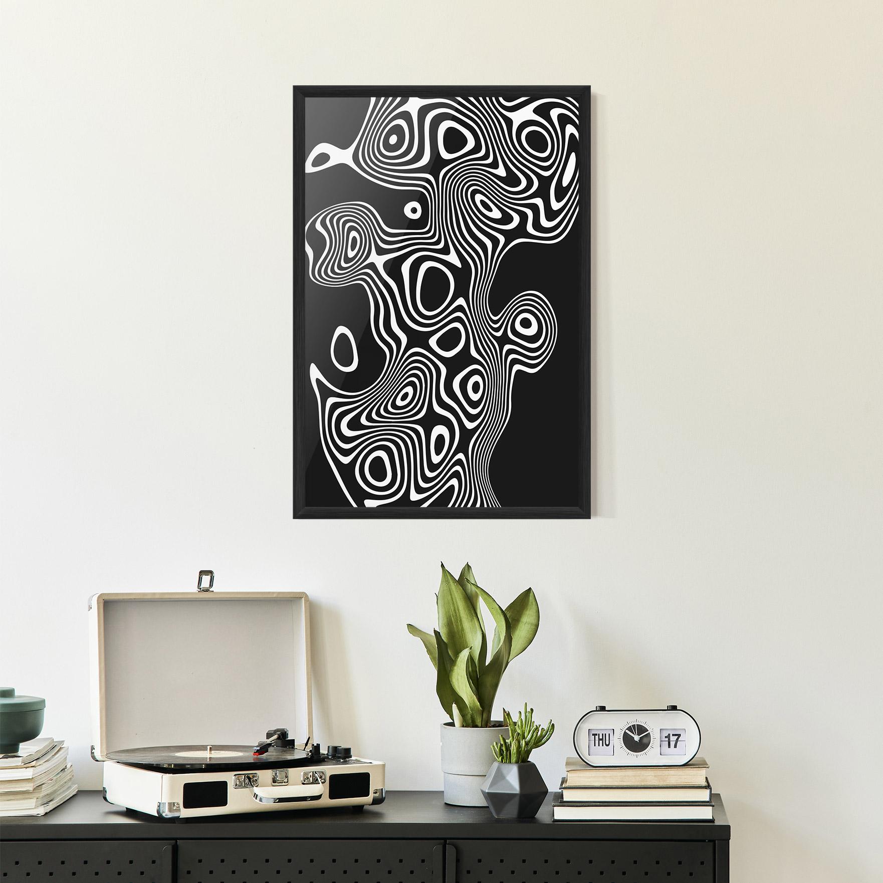 Poster Înrămat Abstract Grey Black Line mockup 2