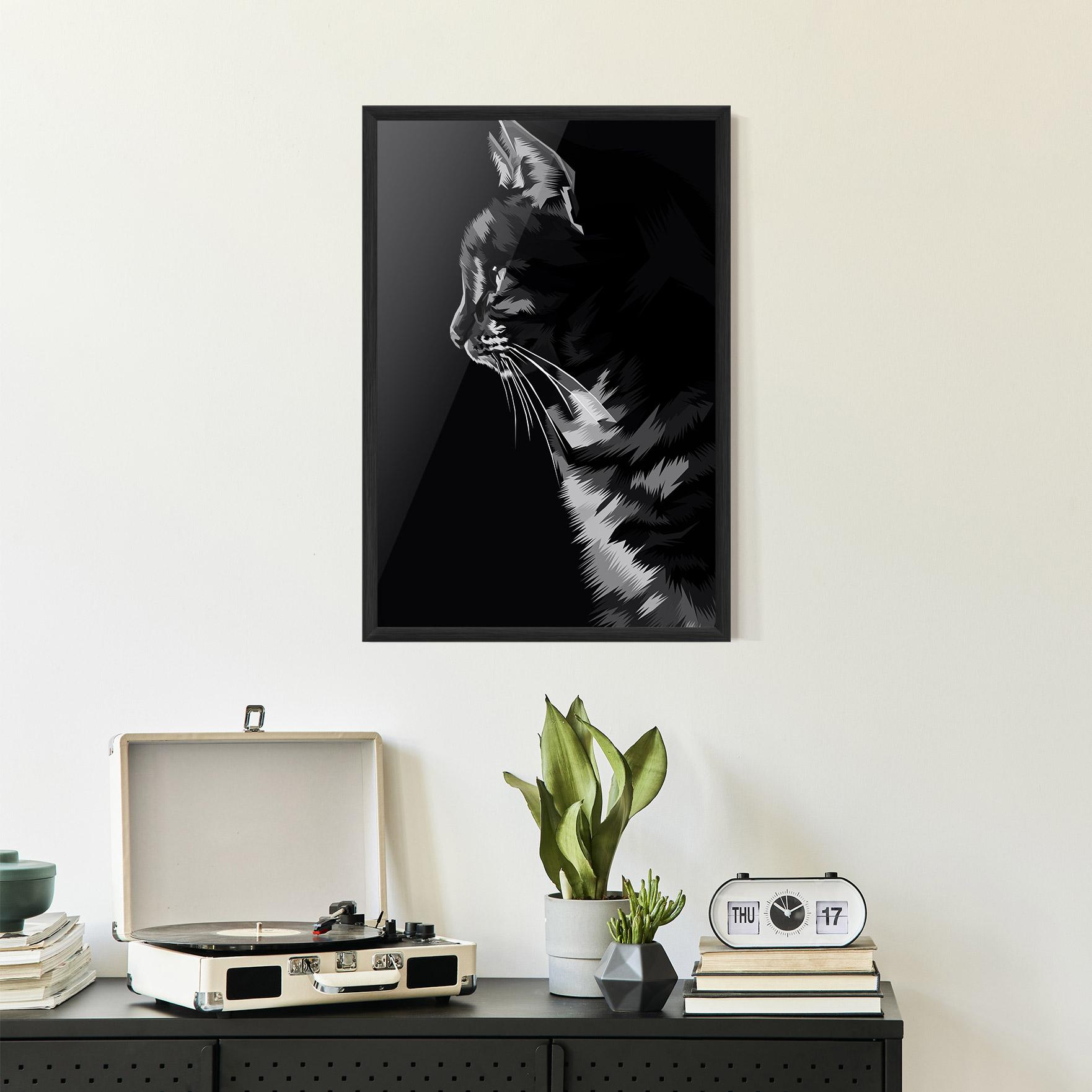 Poster Înrămat Black Grey Cat mockup 2
