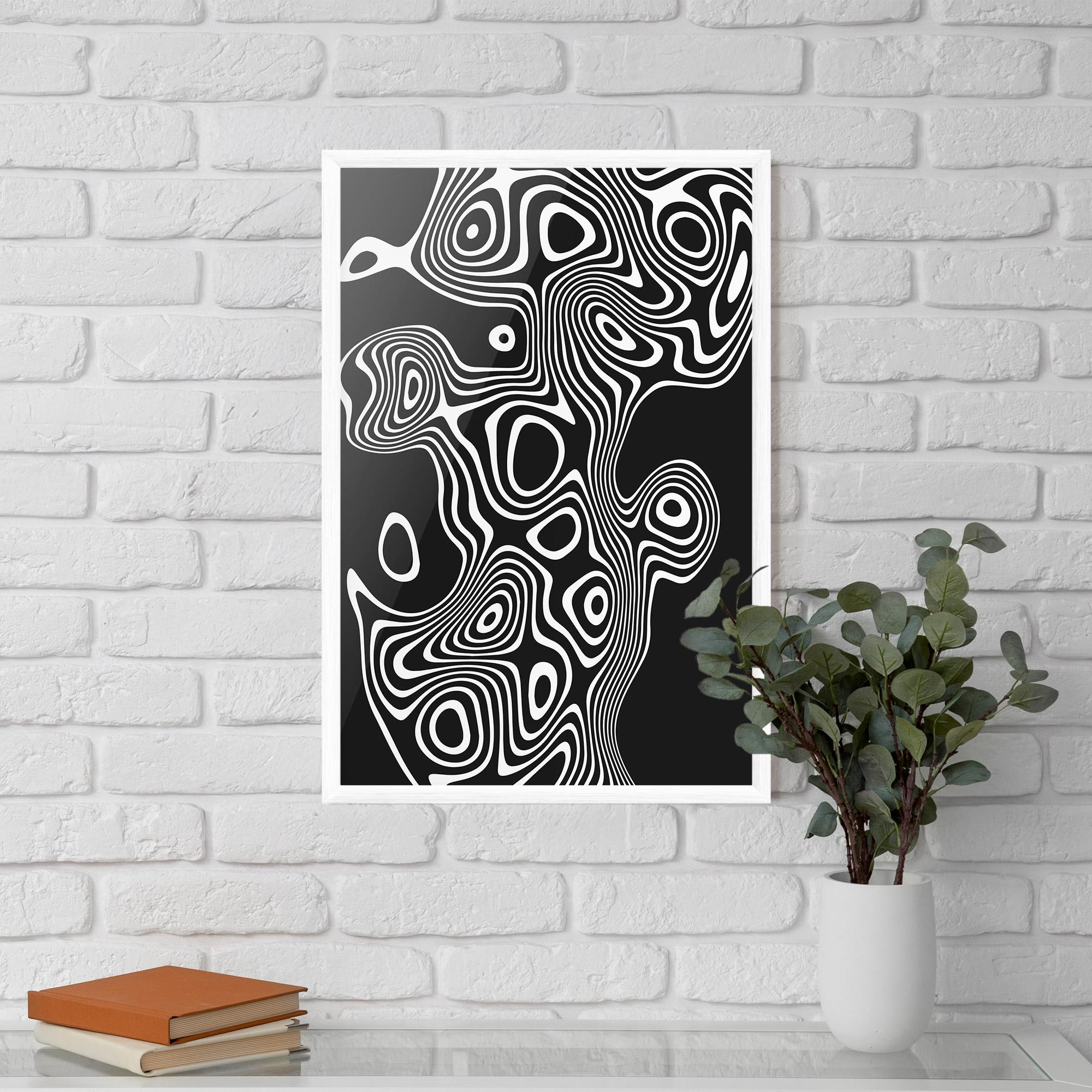 Poster Înrămat Abstract Grey Black Line mockup 5