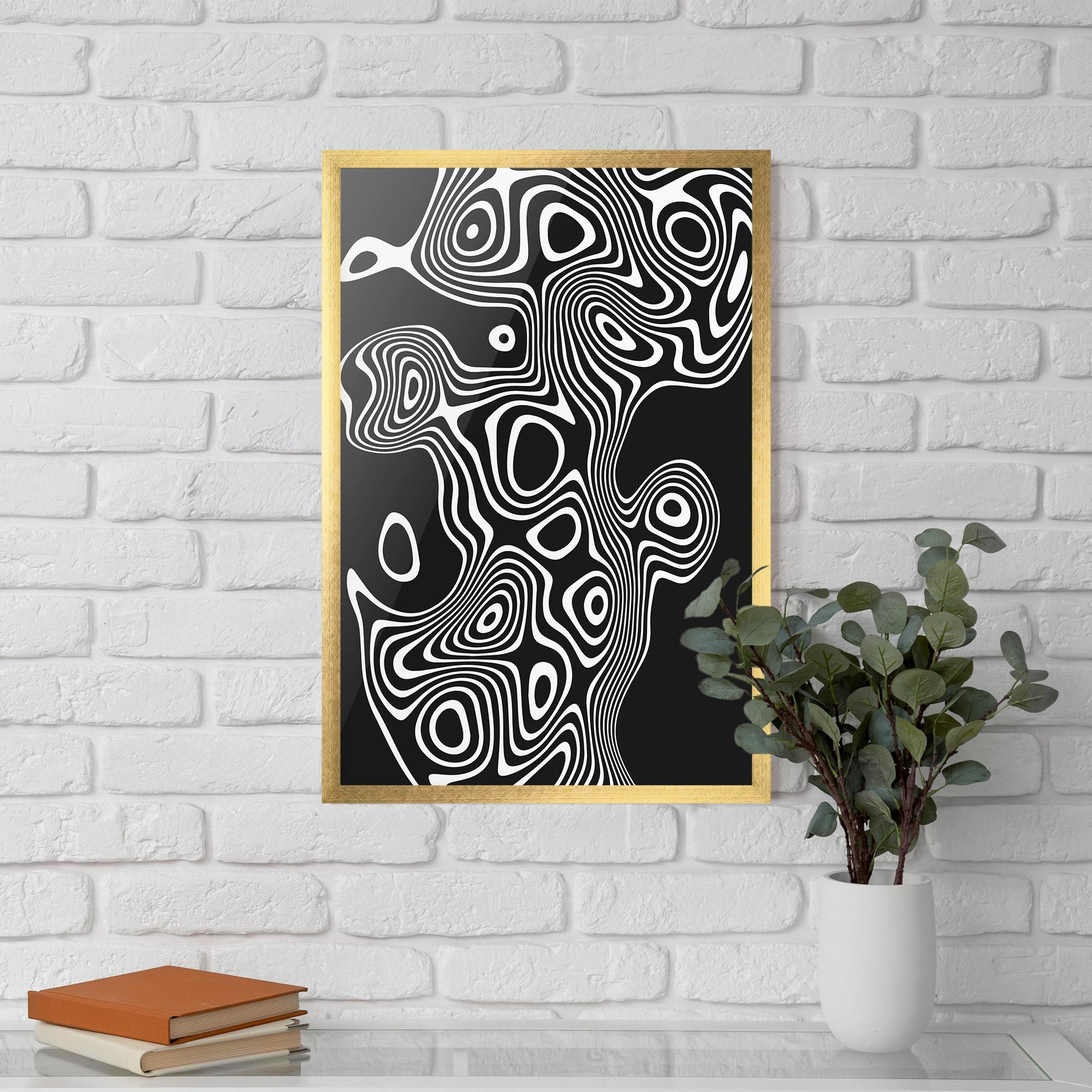 Poster Înrămat Abstract Grey Black Line mockup 5