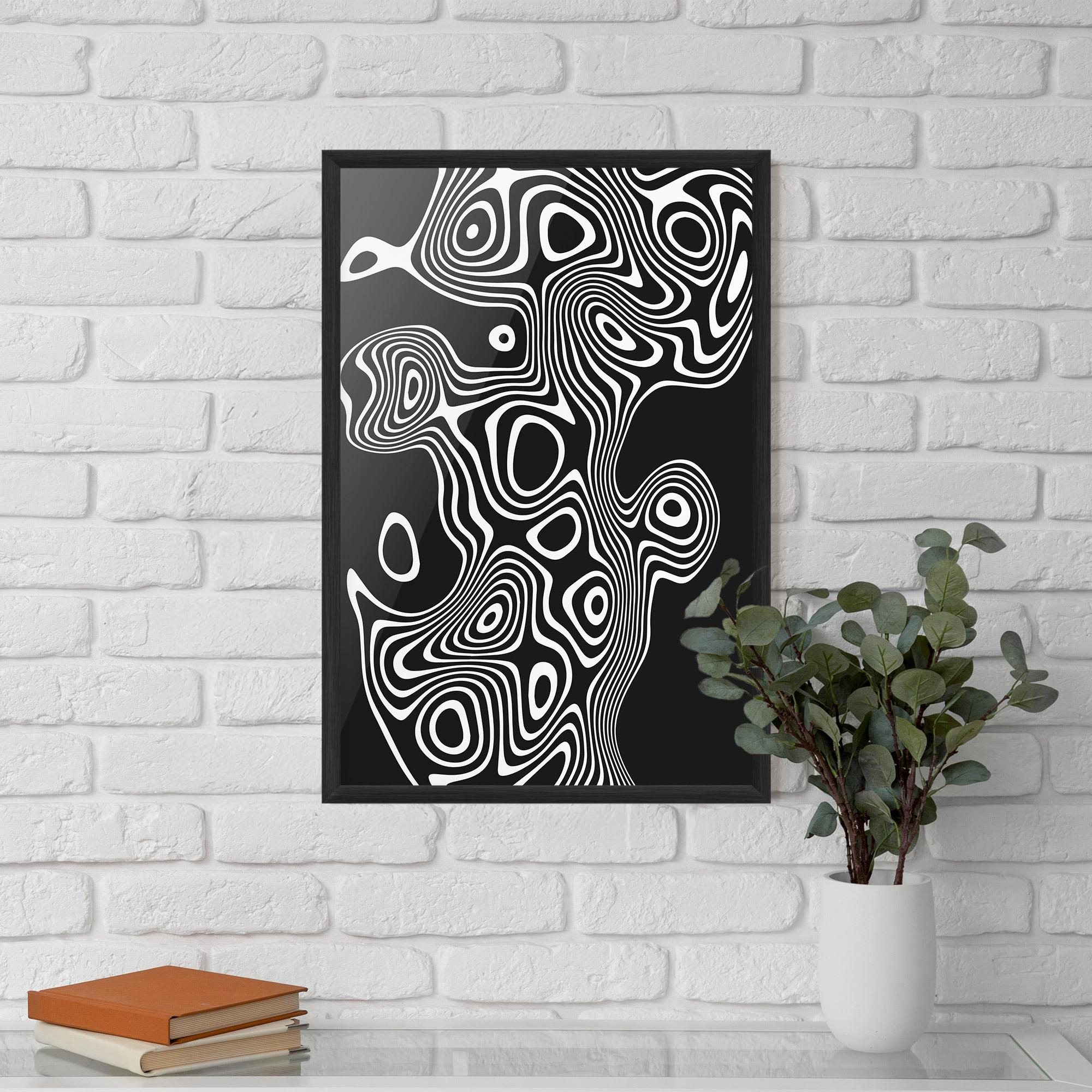 Poster Înrămat Abstract Grey Black Line mockup 5