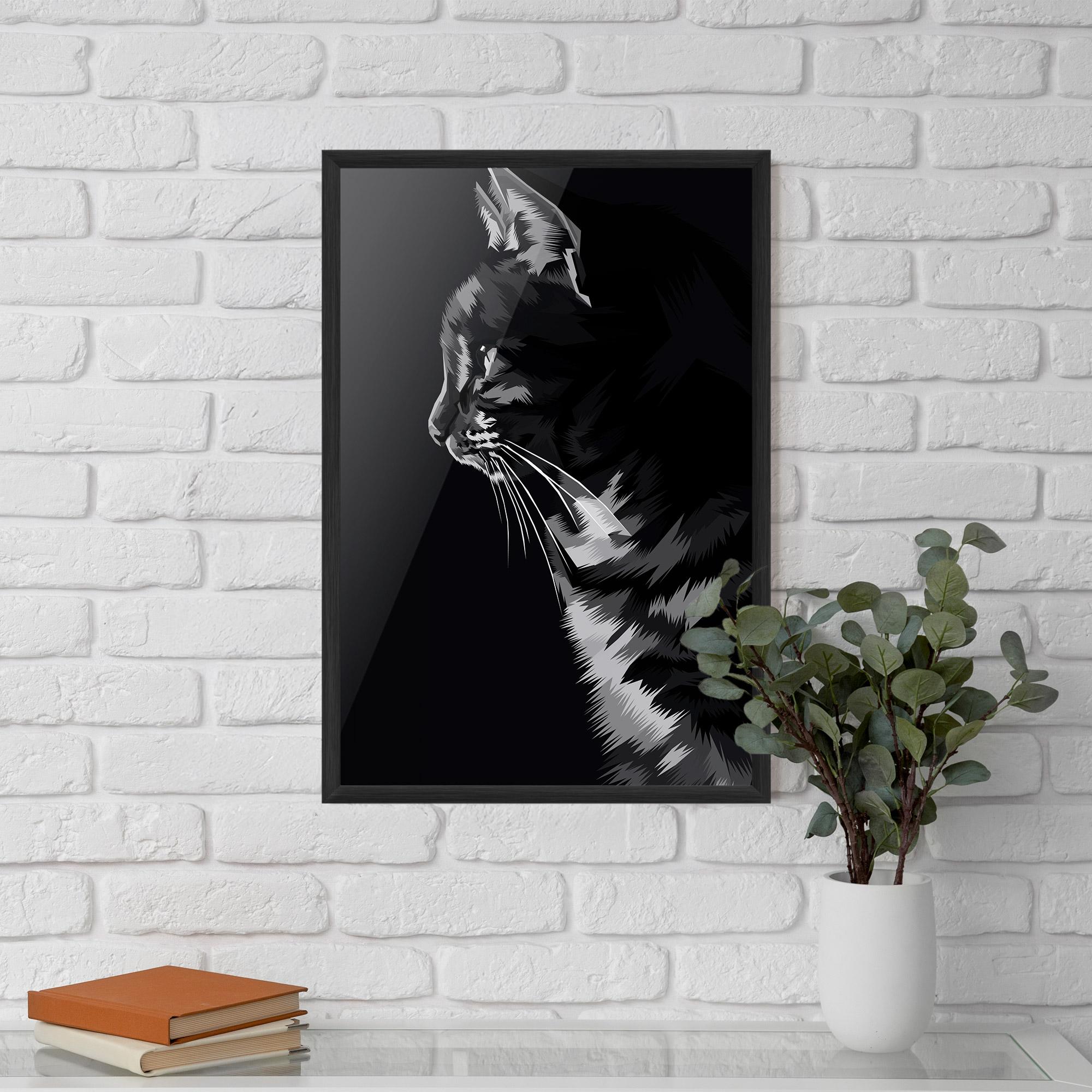 Poster Înrămat Black Grey Cat mockup 5