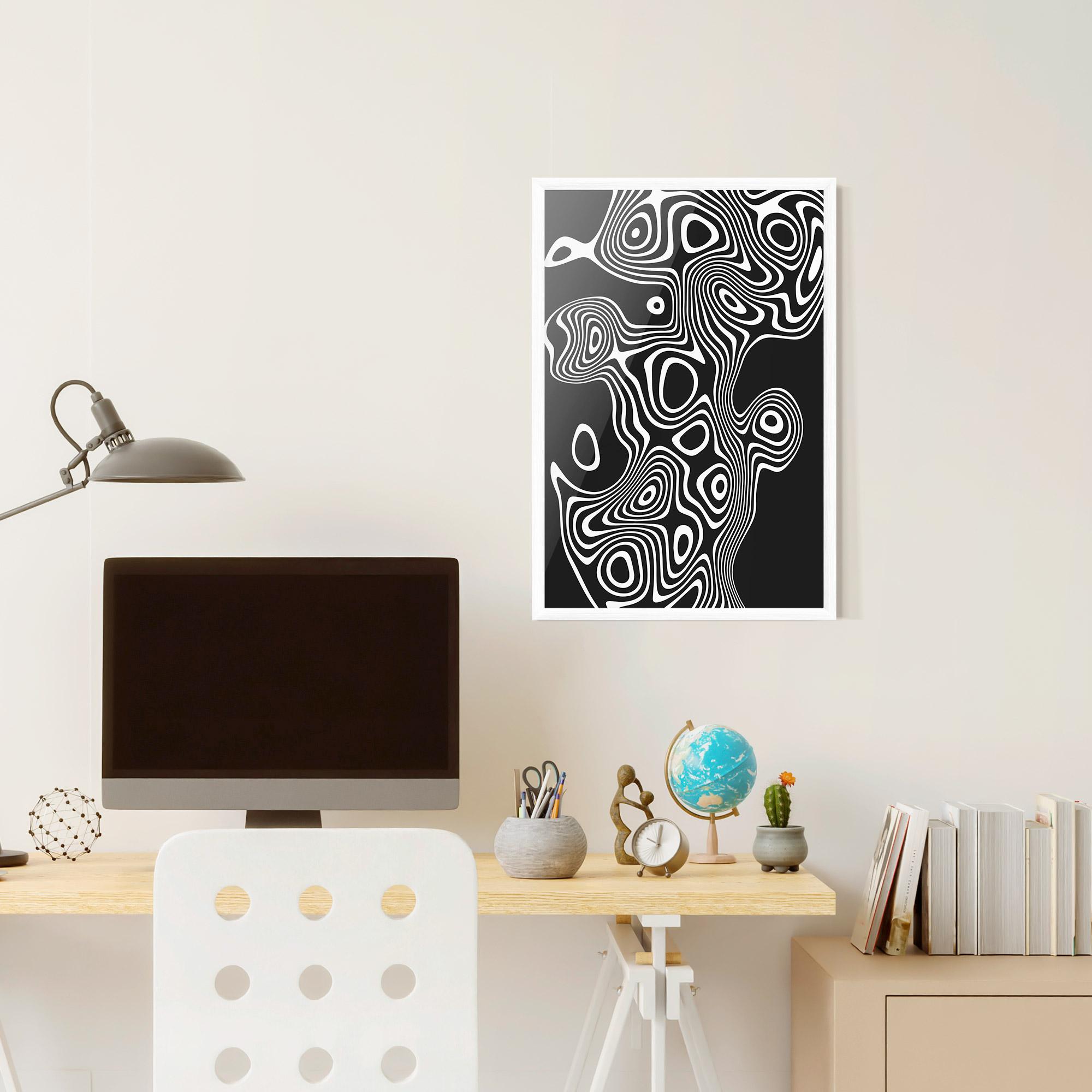 Poster Înrămat Abstract Grey Black Line mockup 6