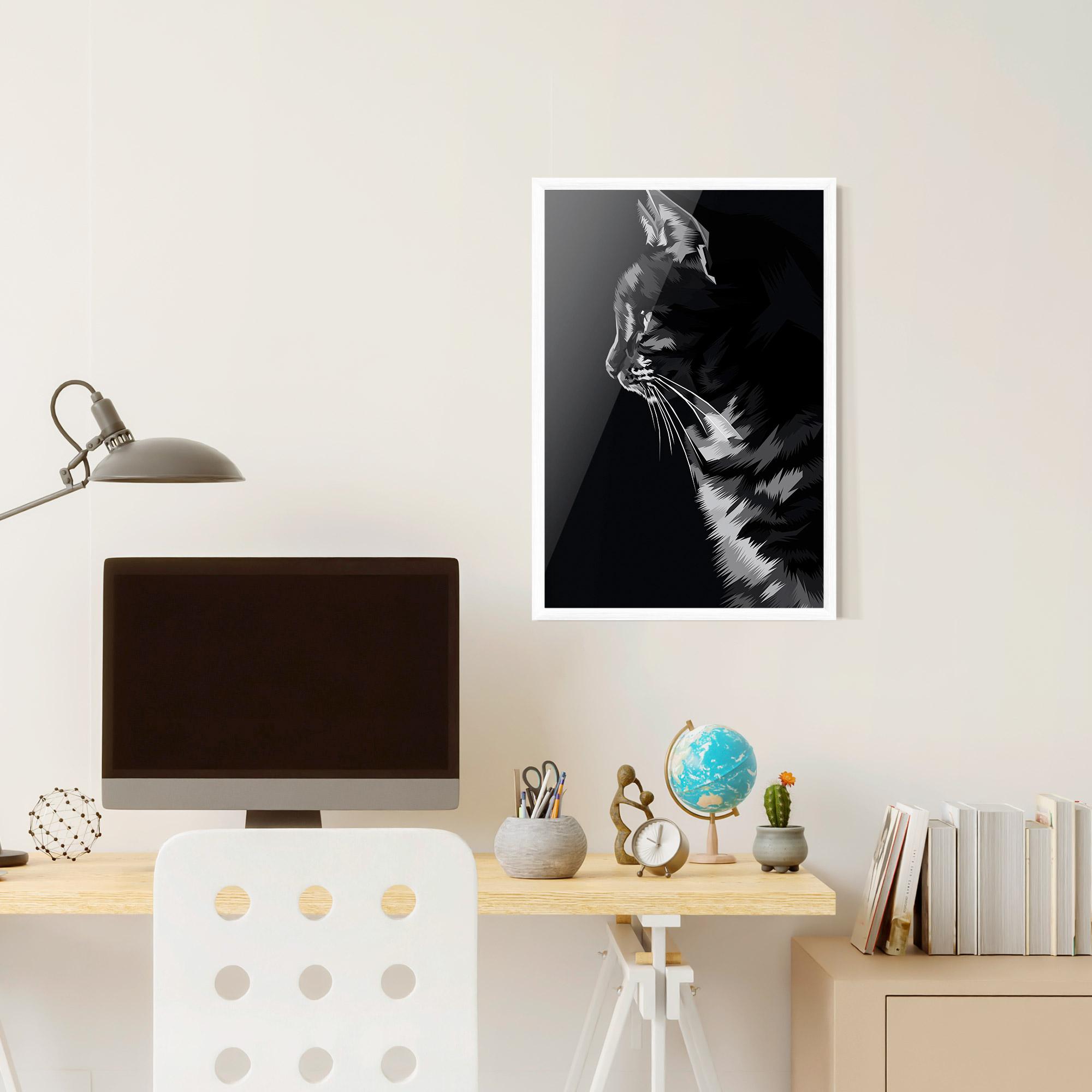 Poster Înrămat Black Grey Cat mockup 6