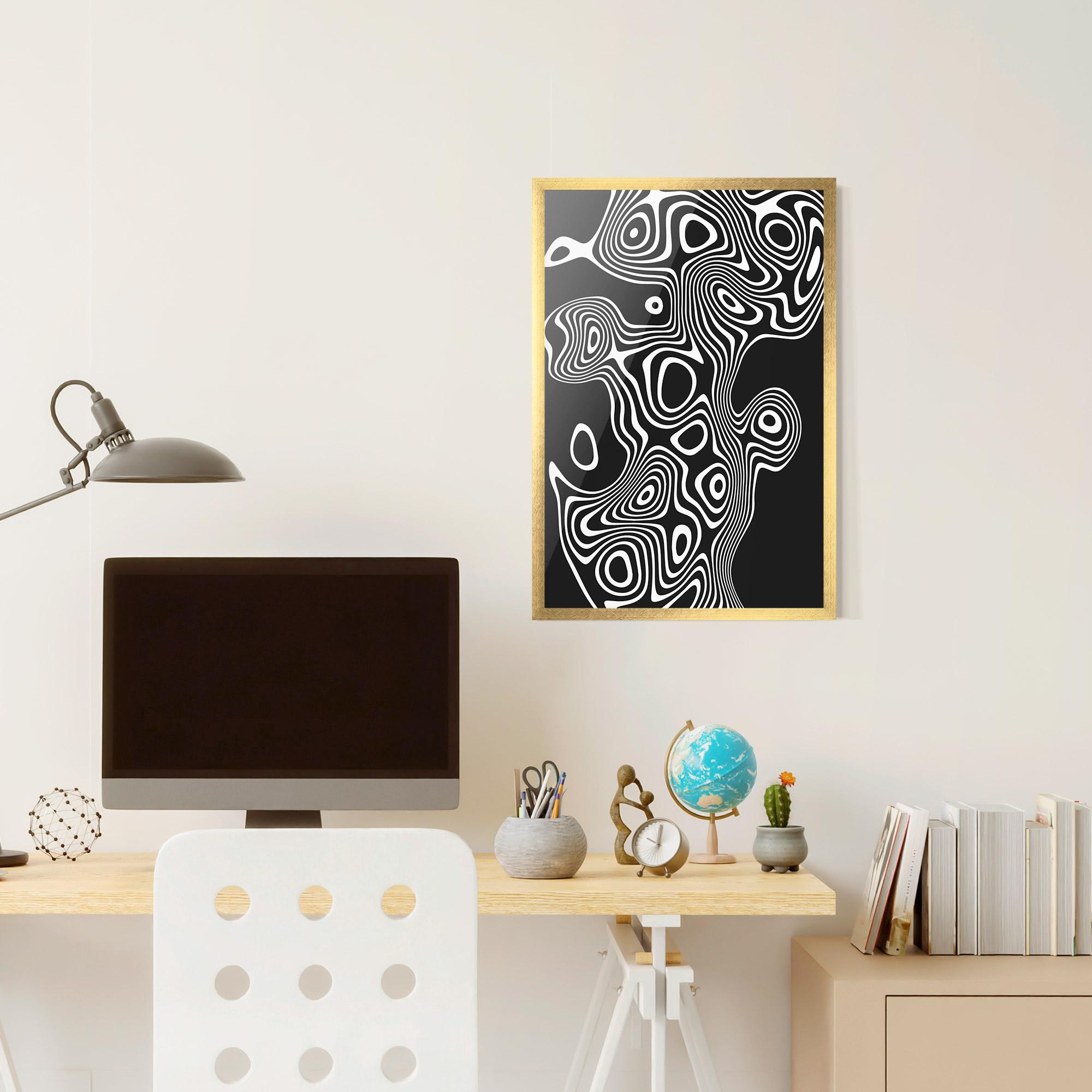 Poster Înrămat Abstract Grey Black Line mockup 6