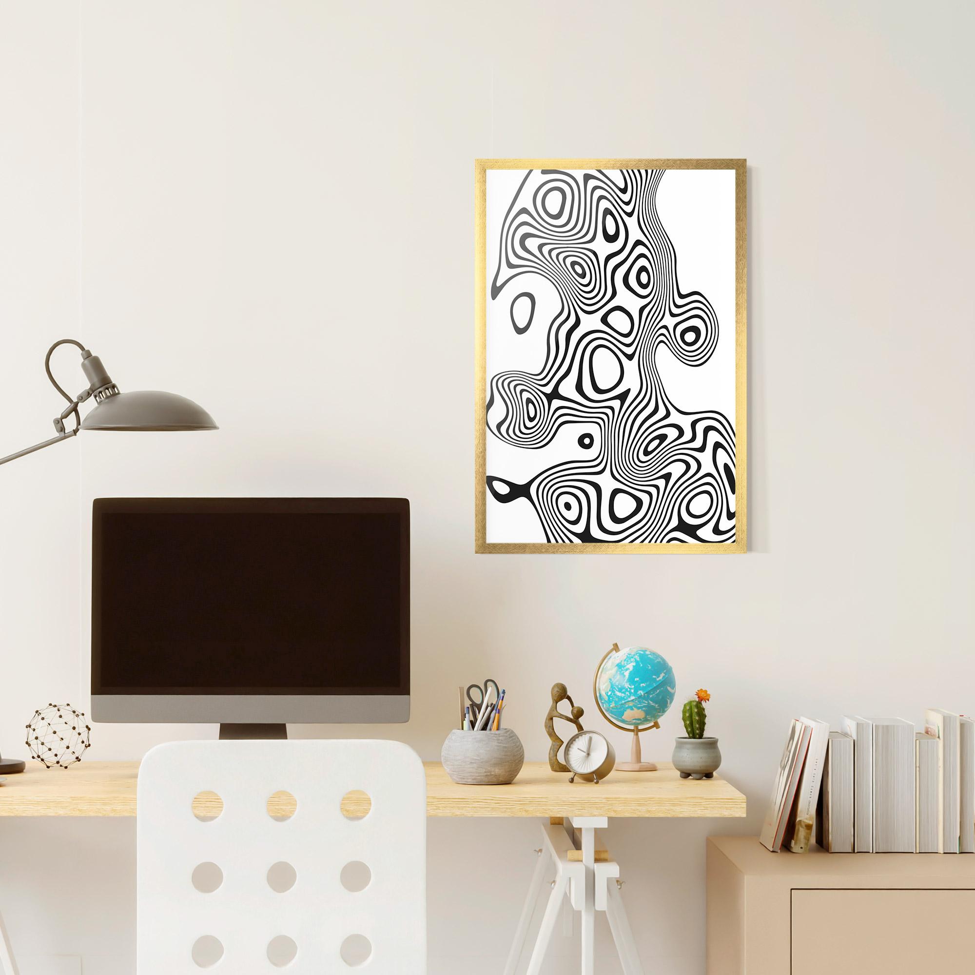 Poster Înrămat Abstract Line Grey Black mockup 6