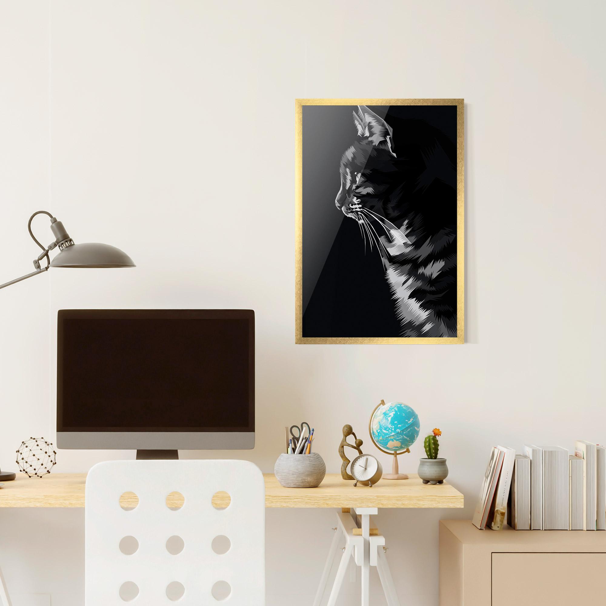 Poster Înrămat Black Grey Cat mockup 6