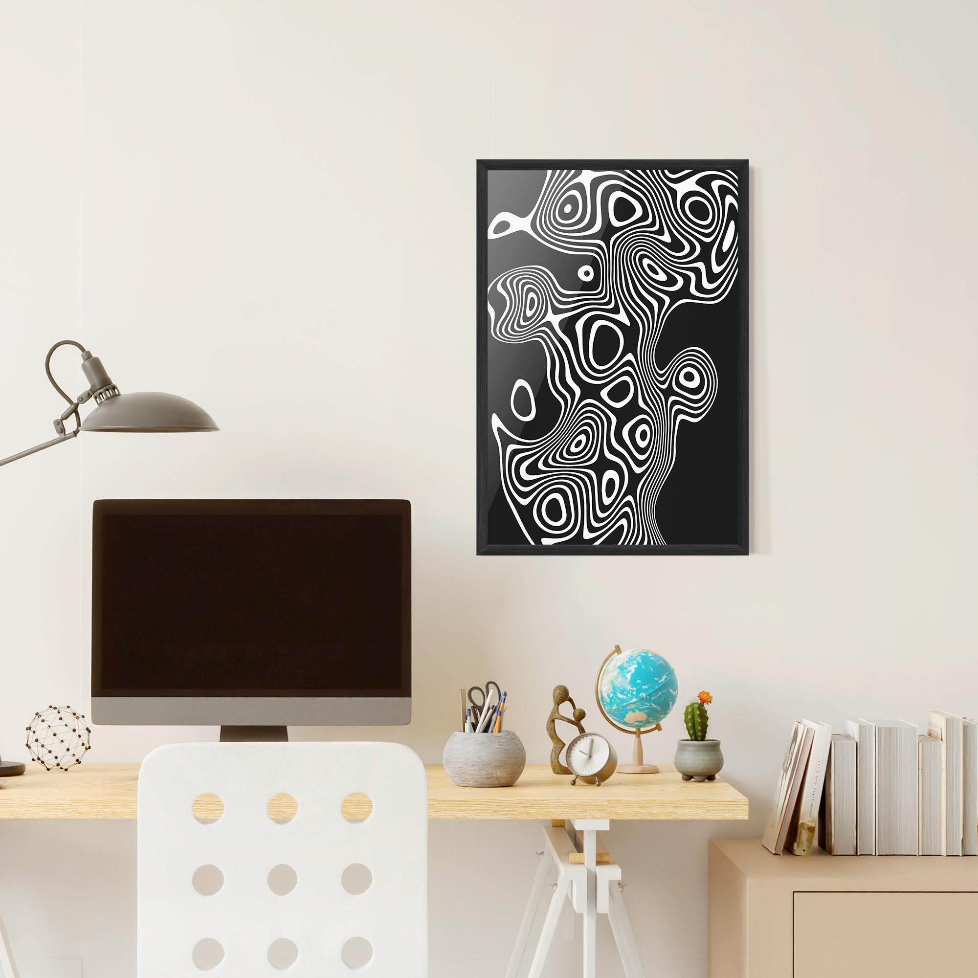Poster Înrămat Abstract Grey Black Line mockup 6