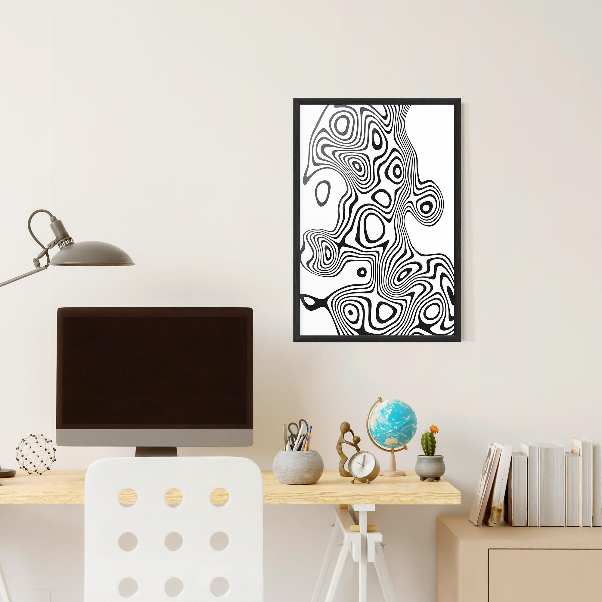 Poster Înrămat Abstract Line Grey Black mockup 6