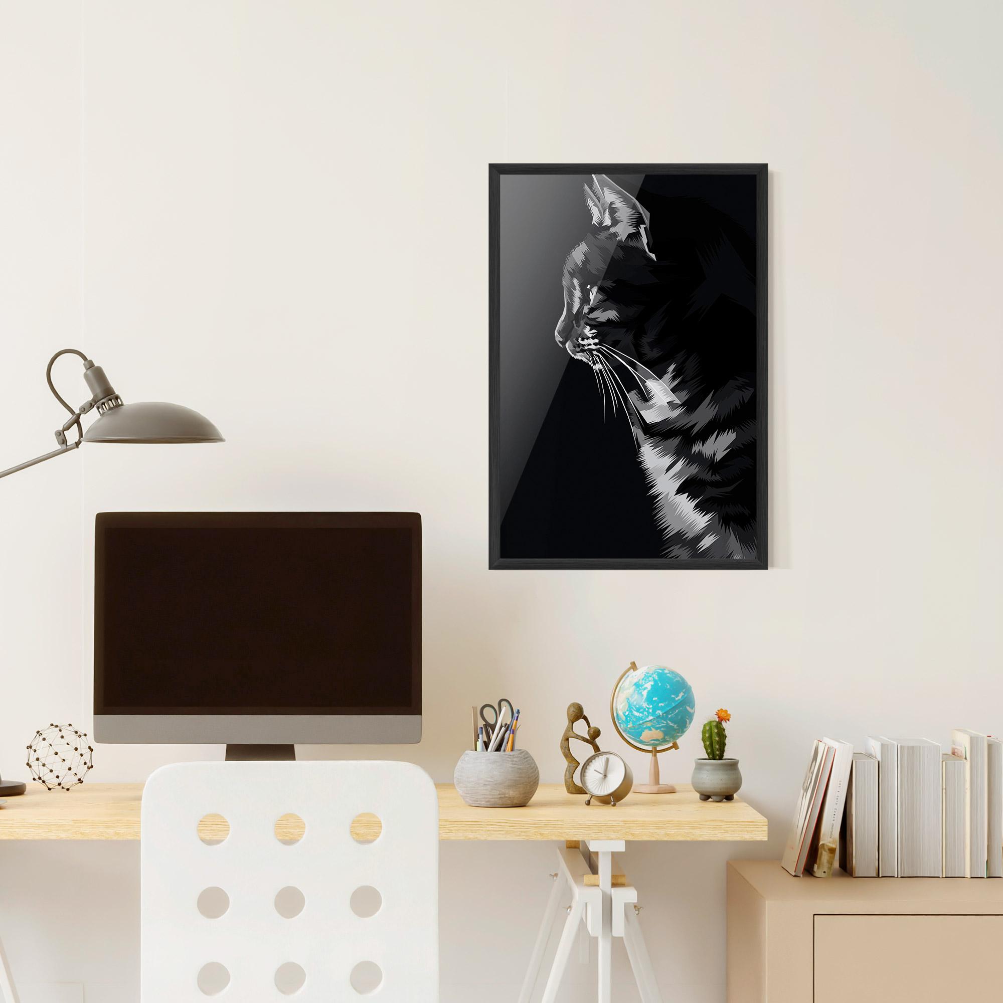 Poster Înrămat Black Grey Cat mockup 6