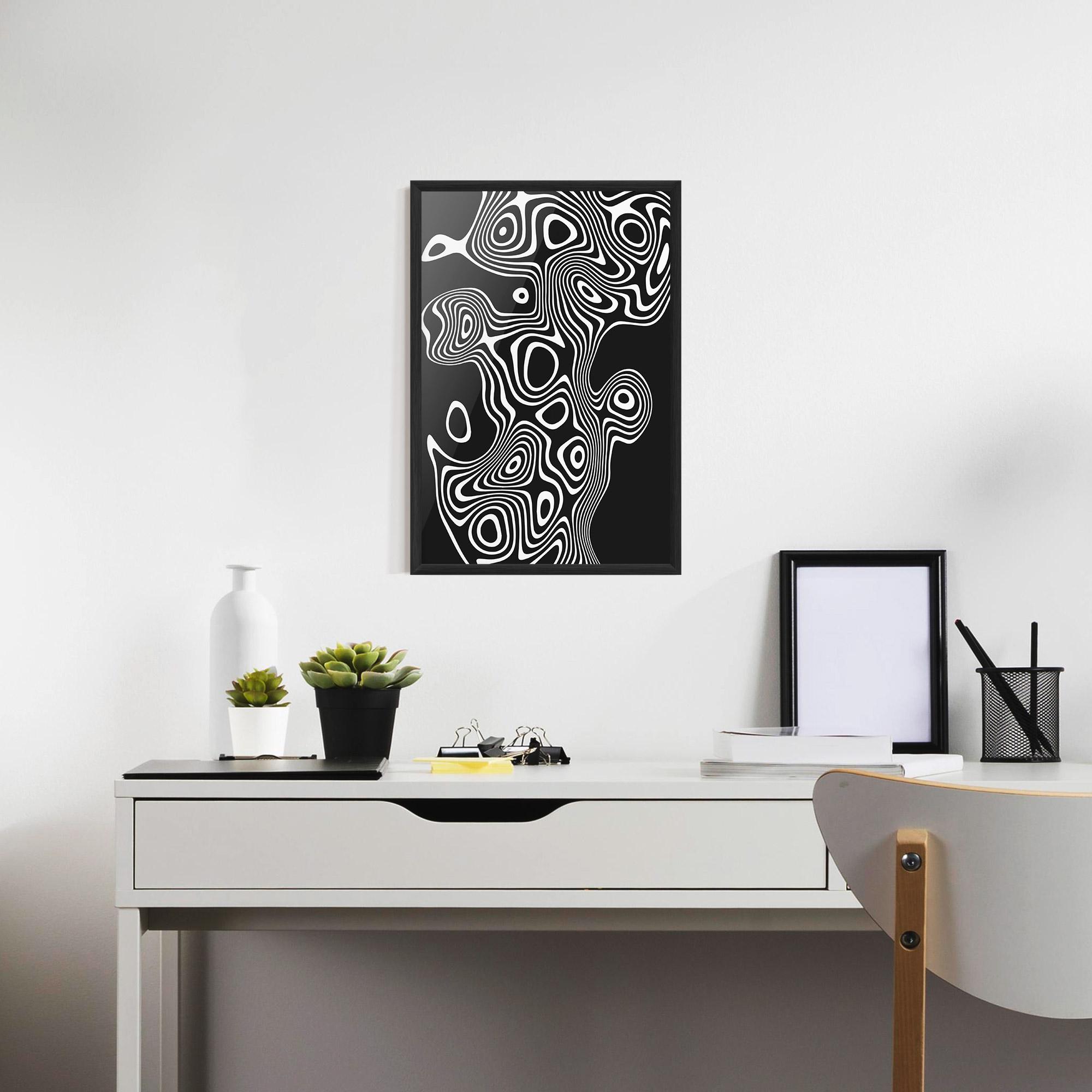 Poster Înrămat Abstract Grey Black Line mockup 7