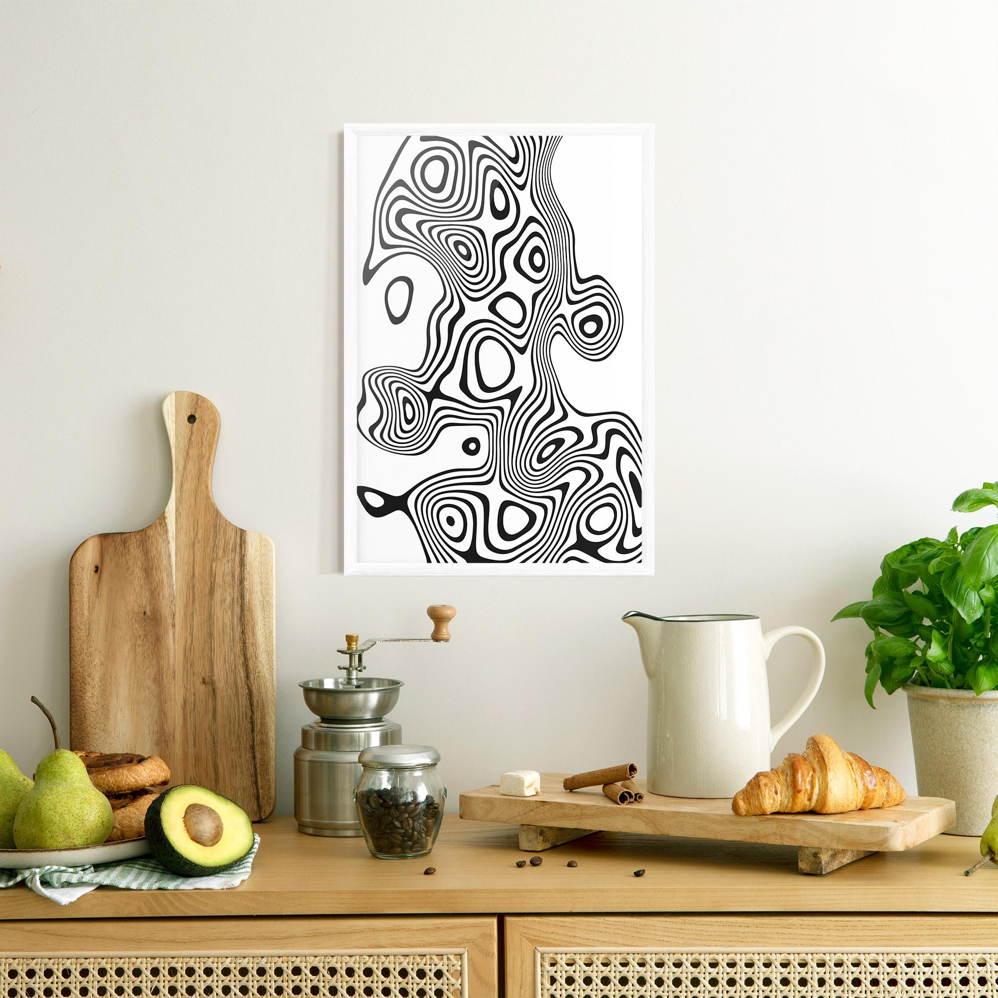 Poster Înrămat Abstract Line Grey Black mockup 8