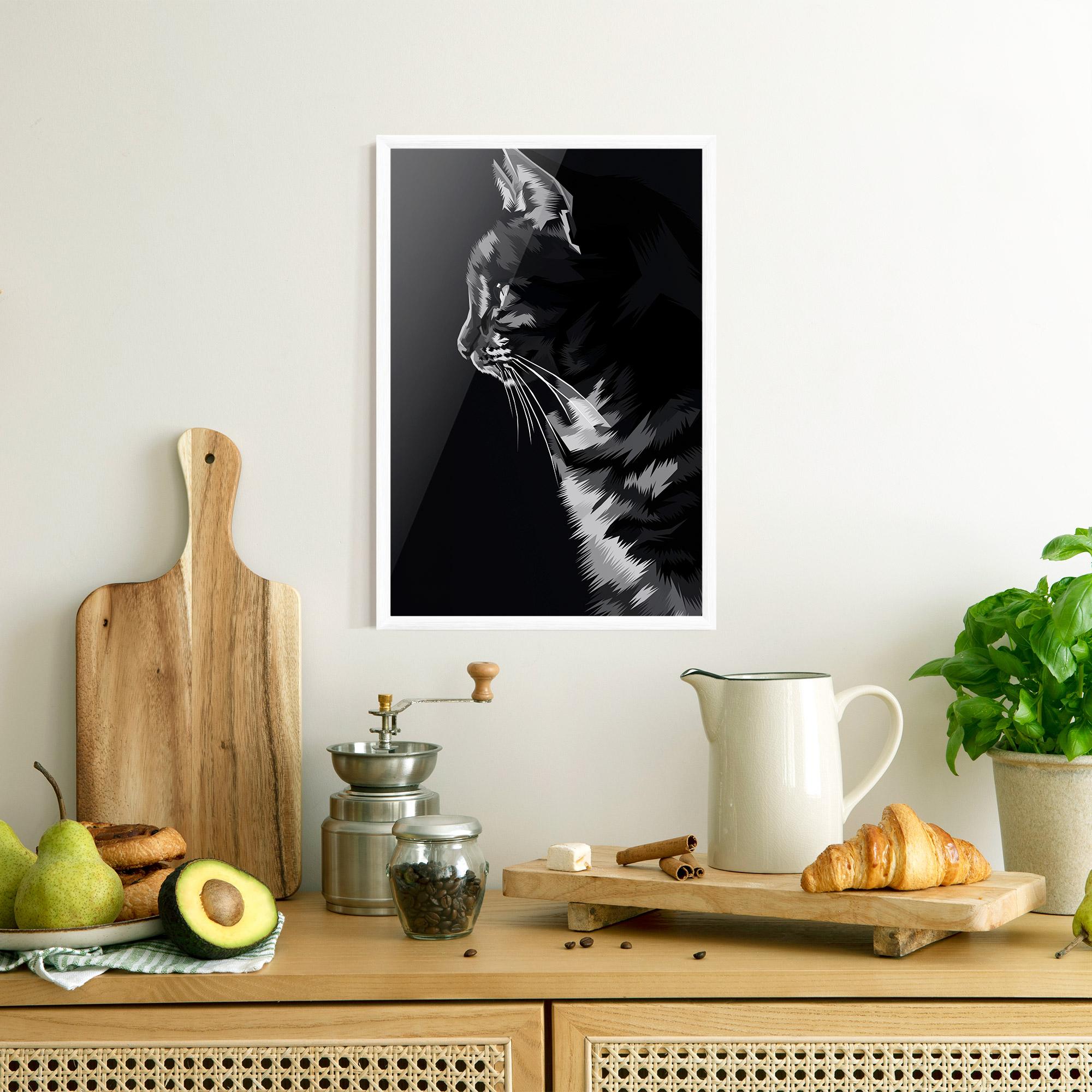 Poster Înrămat Black Grey Cat mockup 8