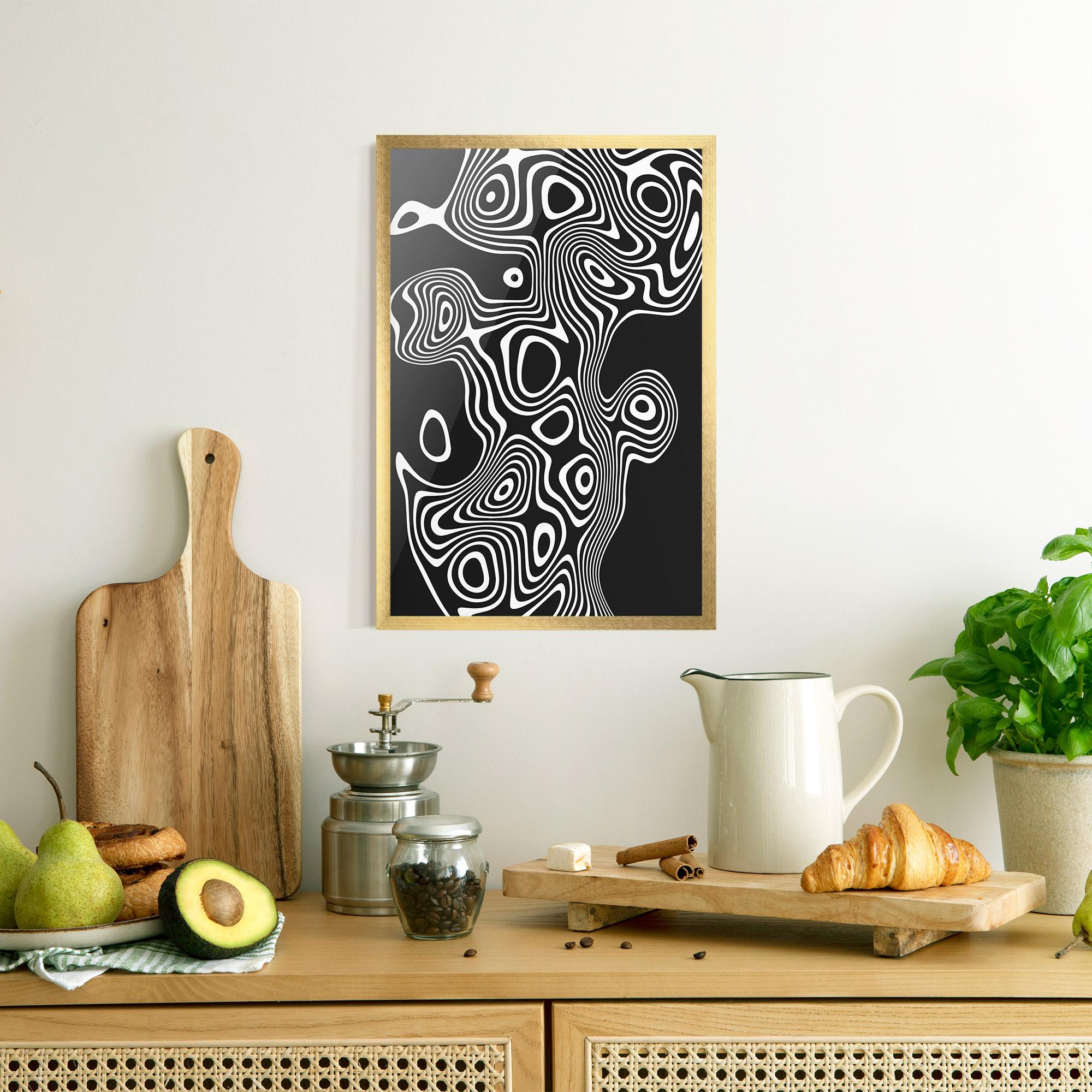 Poster Înrămat Abstract Grey Black Line mockup 8