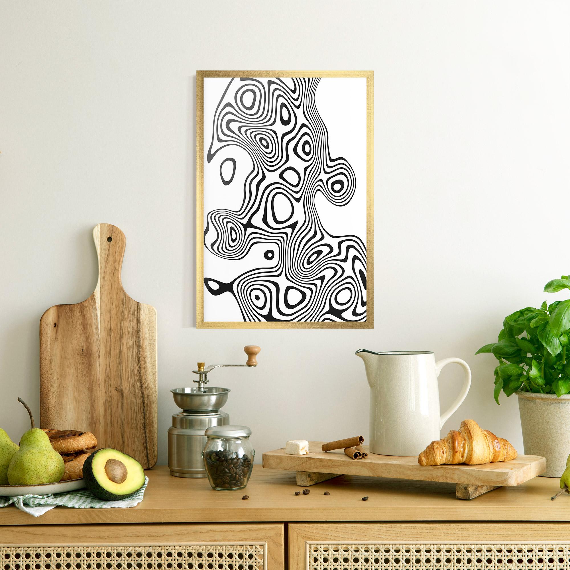 Poster Înrămat Abstract Line Grey Black mockup 8