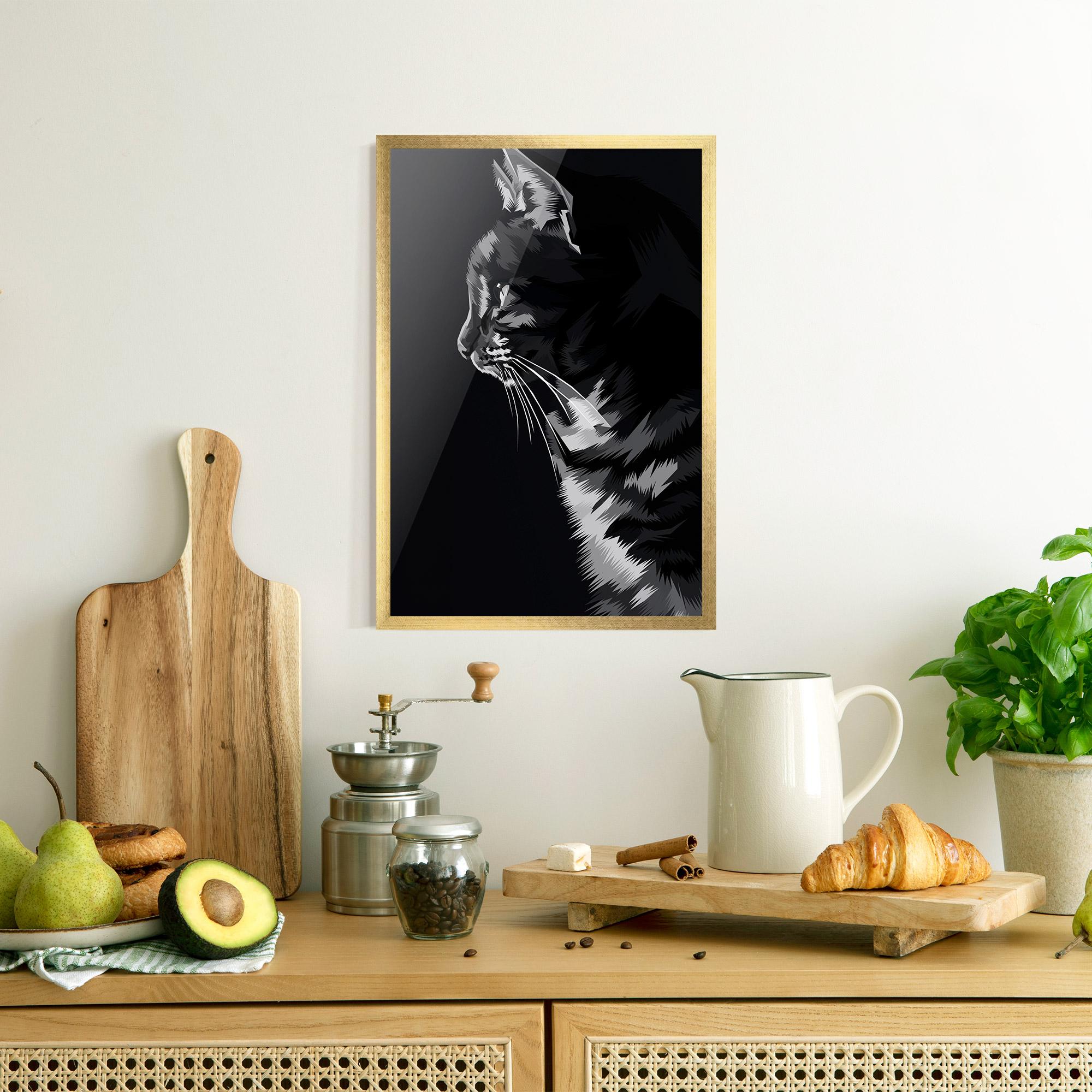 Poster Înrămat Black Grey Cat mockup 8