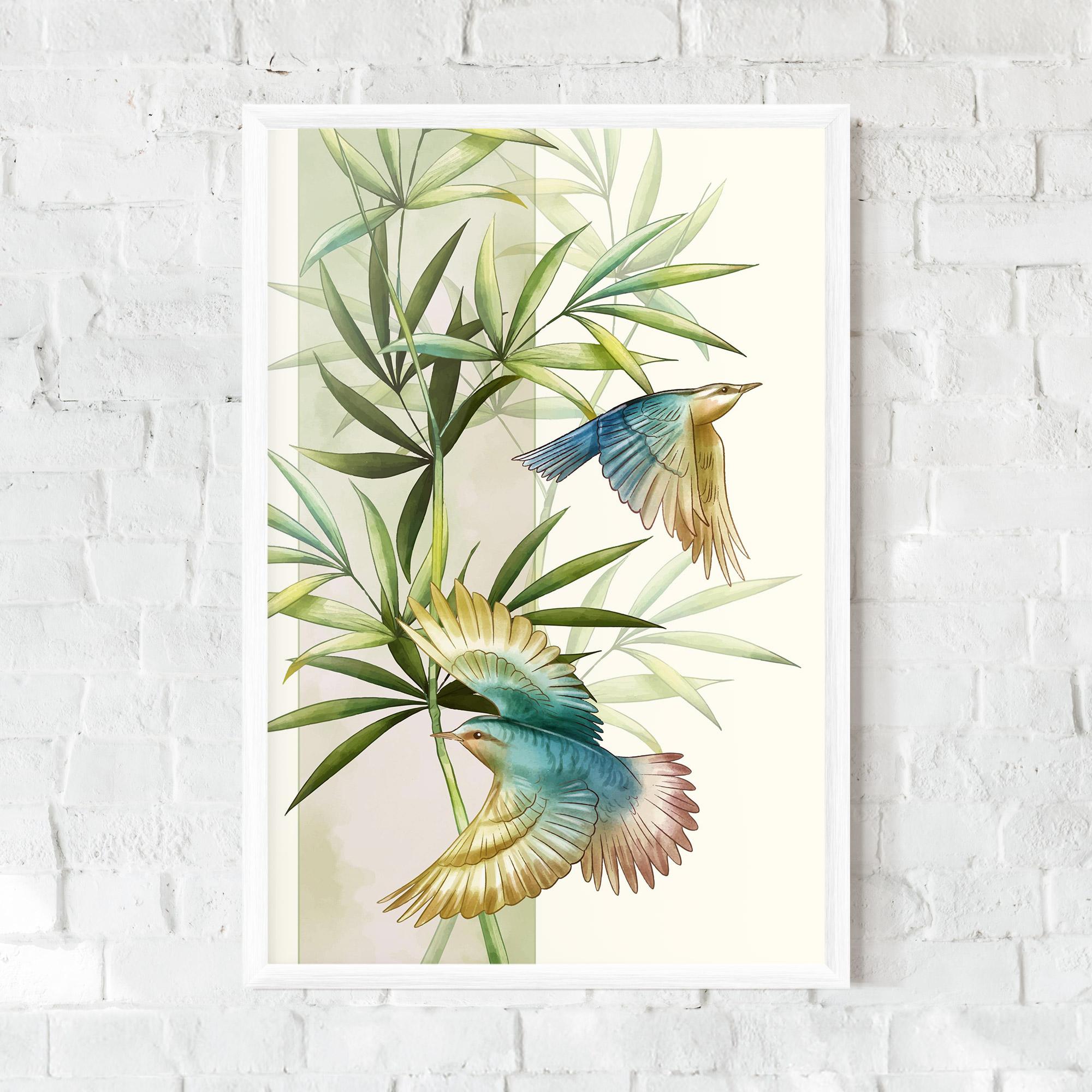 Poster Înrămat Asiatic Blue Birds mockup 0
