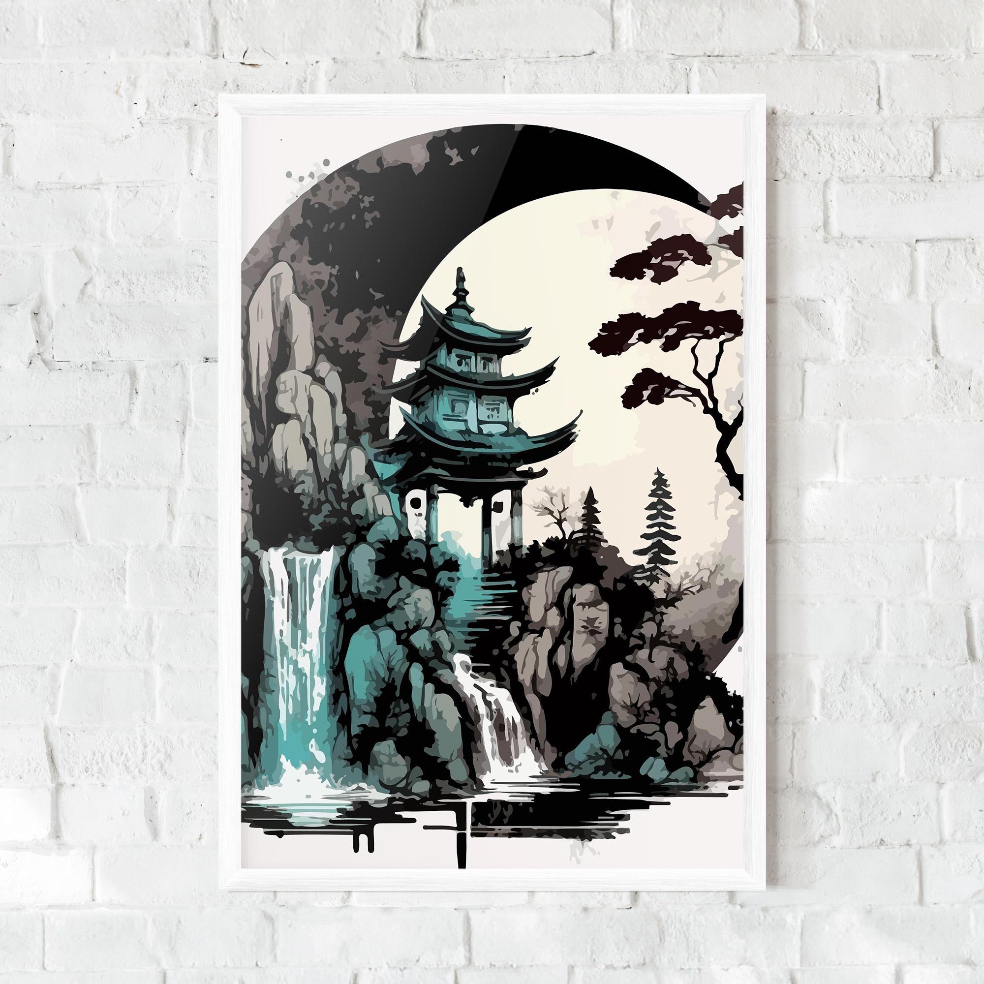 Poster Înrămat Blue Temple Art mockup 0