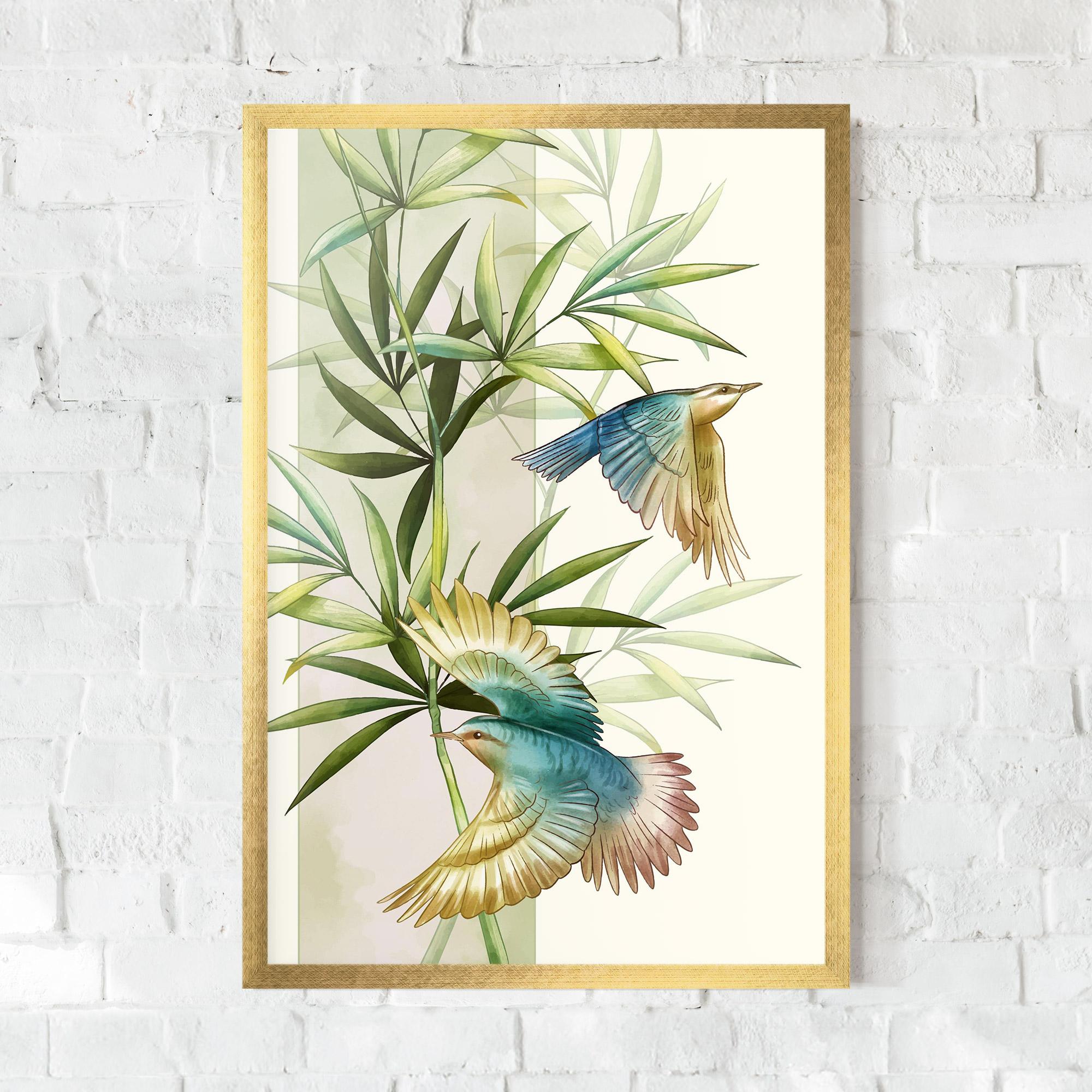 Poster Înrămat Asiatic Blue Birds mockup 0