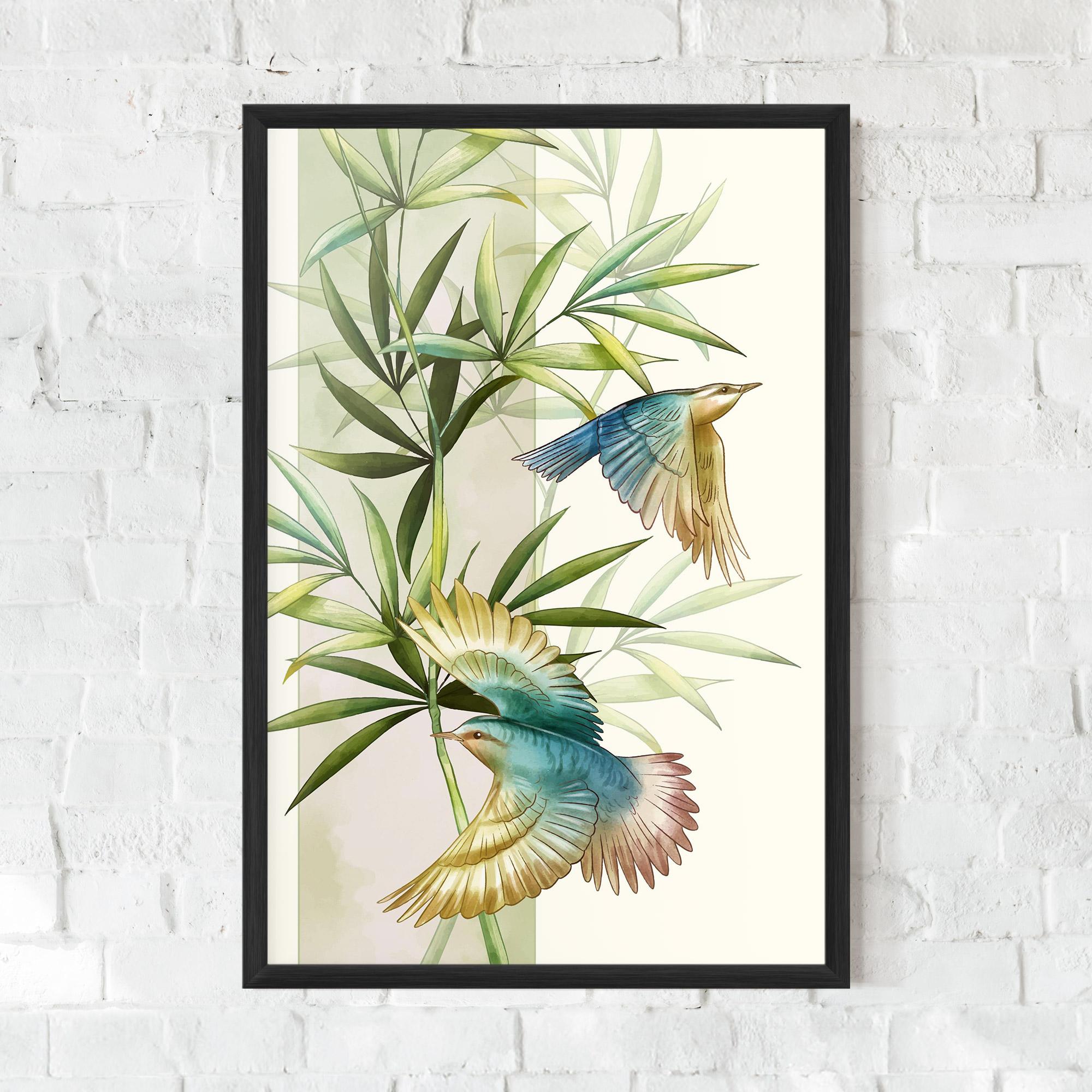 Poster Înrămat Asiatic Blue Birds mockup 0