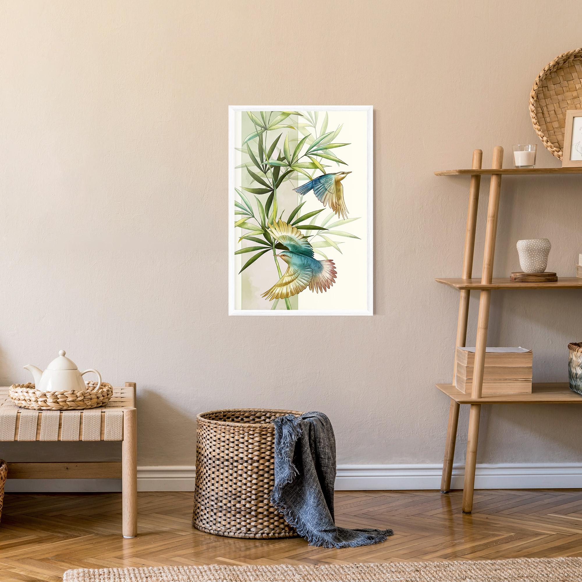 Poster Înrămat Asiatic Blue Birds mockup 9