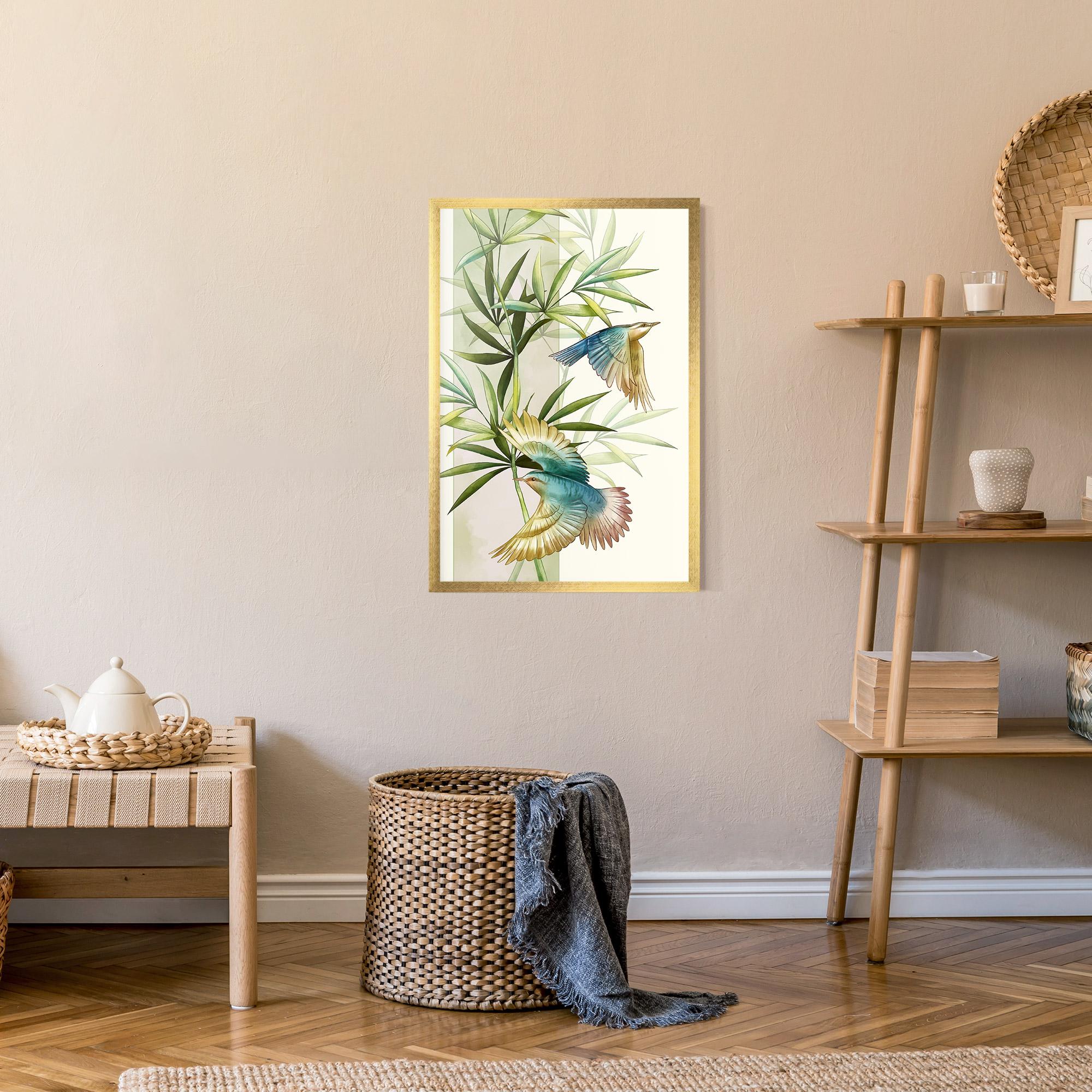 Poster Înrămat Asiatic Blue Birds mockup 9
