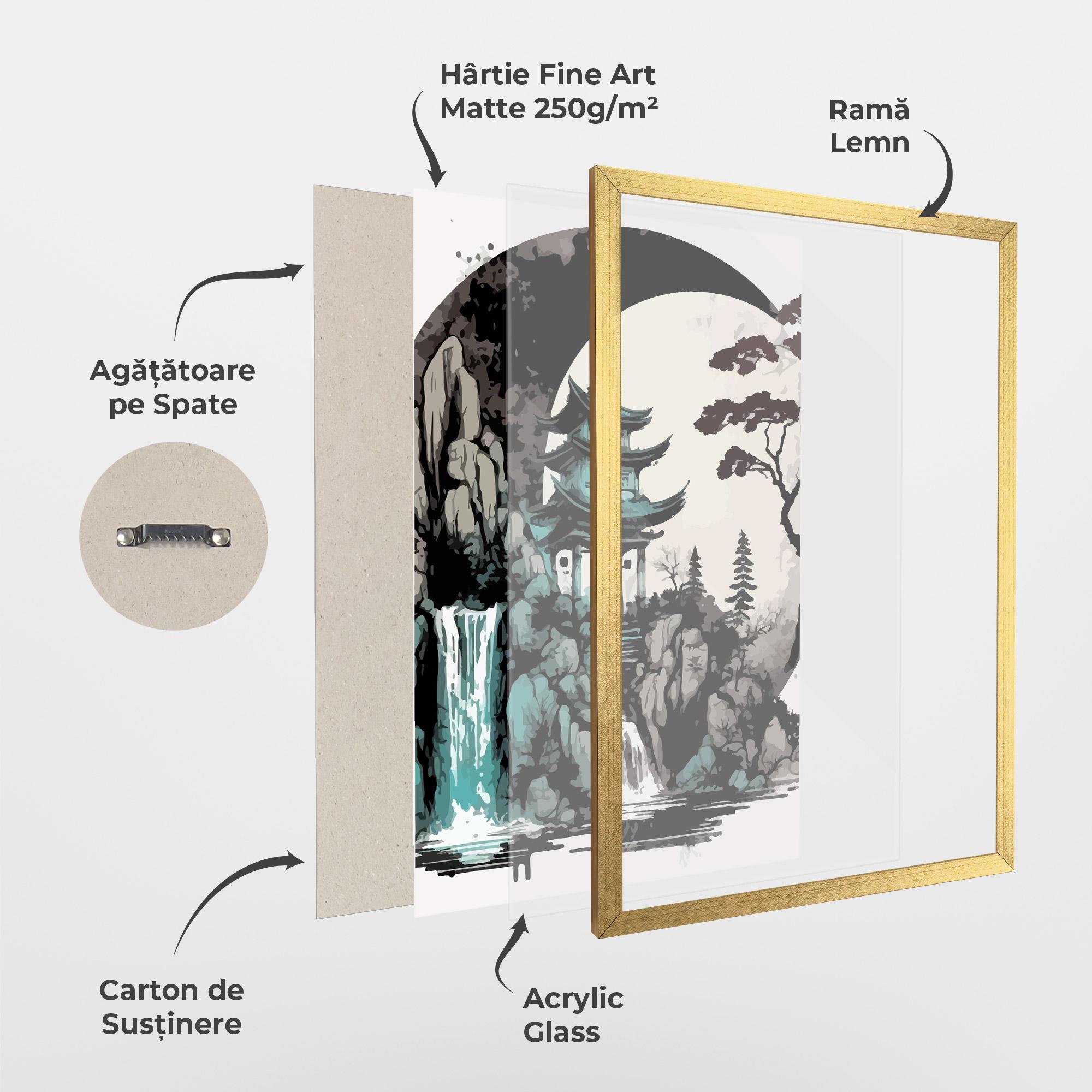 Poster Înrămat Blue Temple Art mockup 1