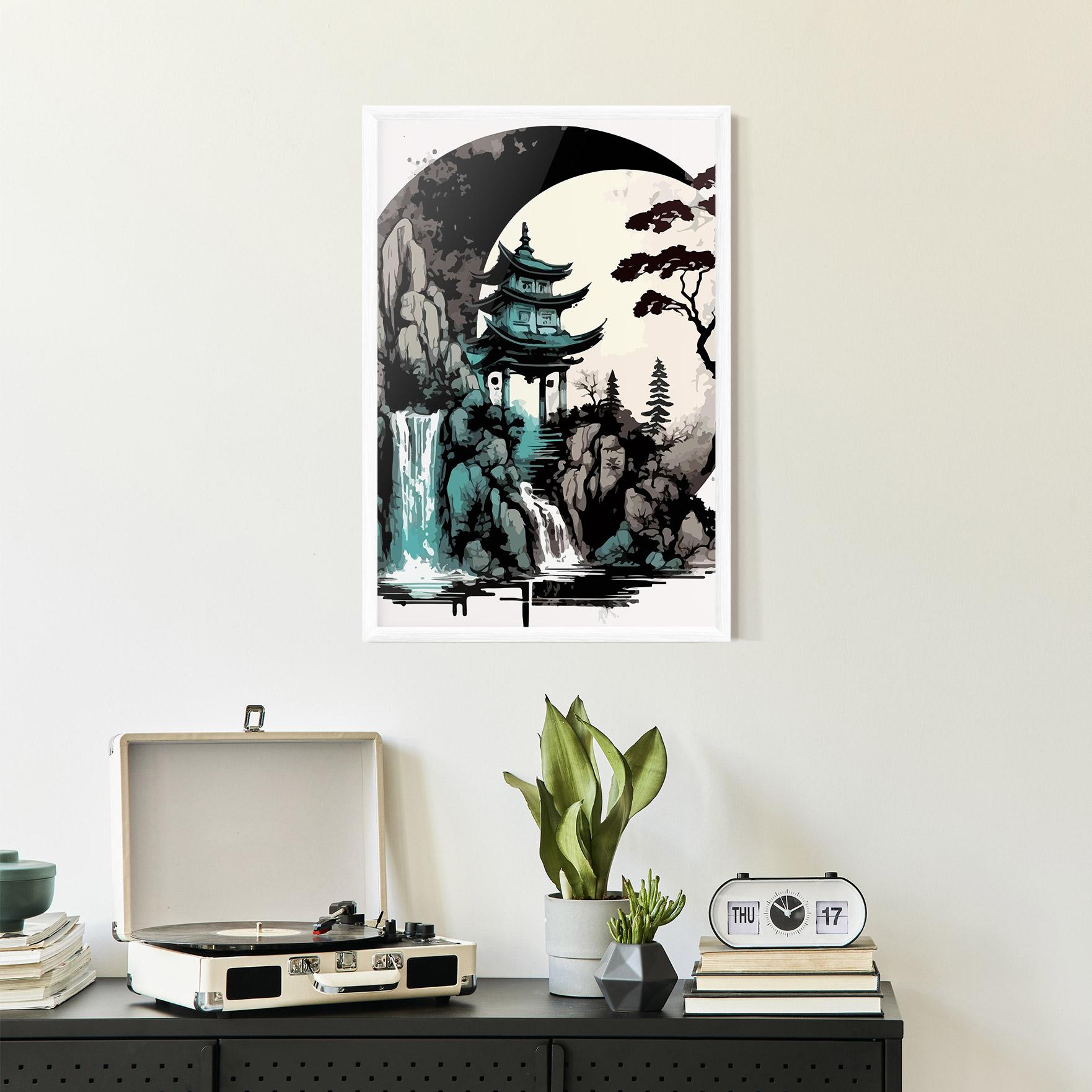 Poster Înrămat Blue Temple Art mockup 2