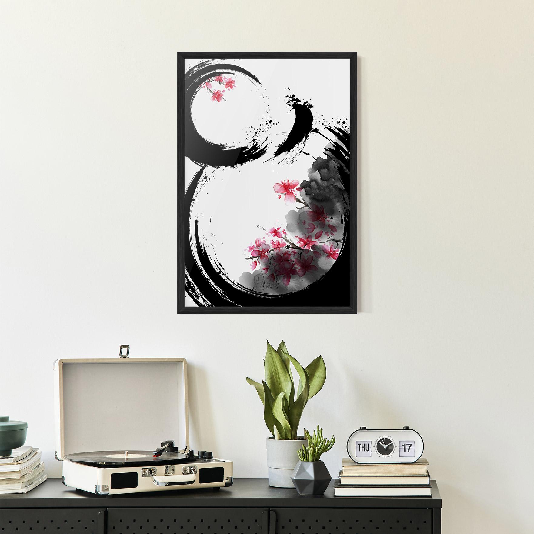 Poster Înrămat Pink Flower Smoke mockup 2