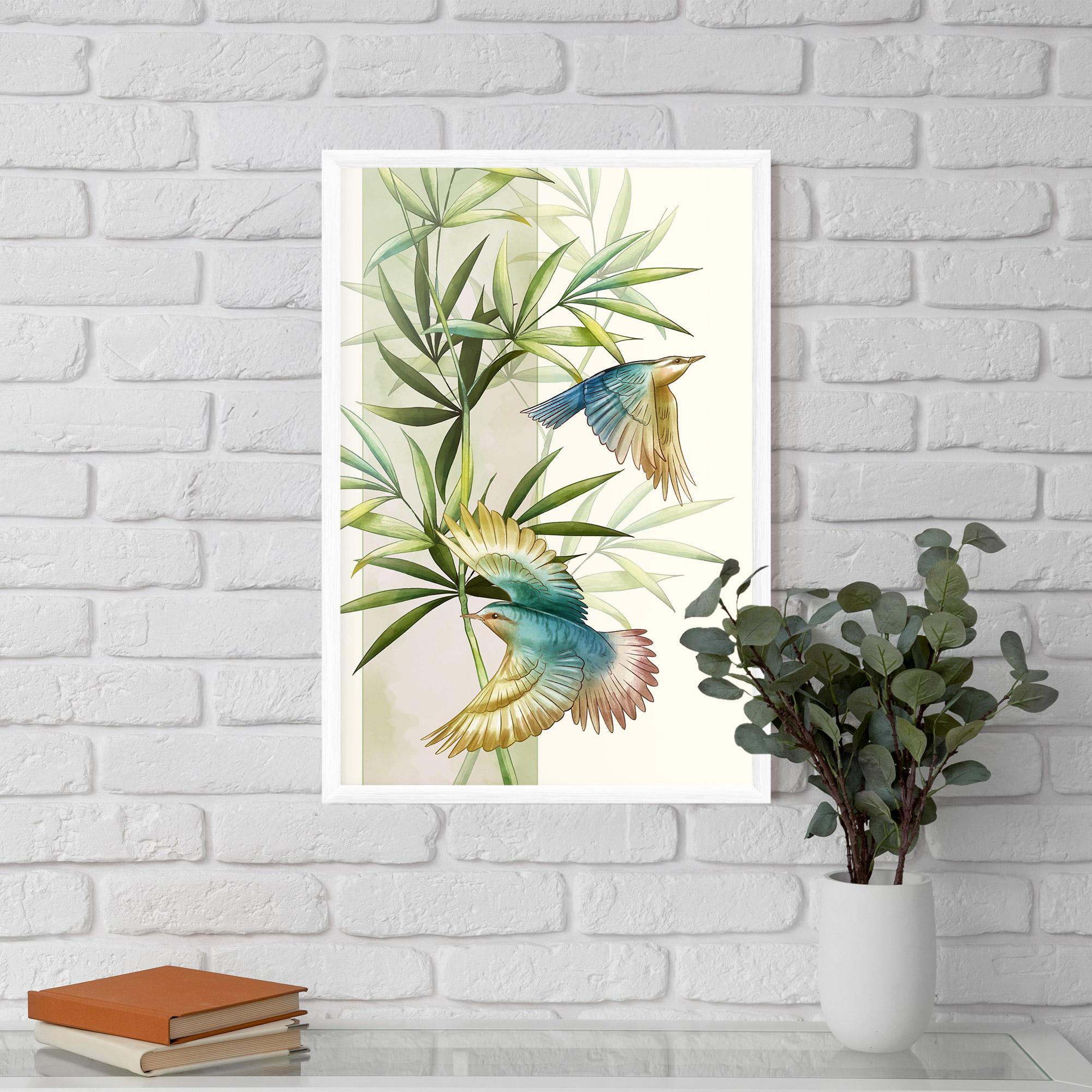 Poster Înrămat Asiatic Blue Birds mockup 5