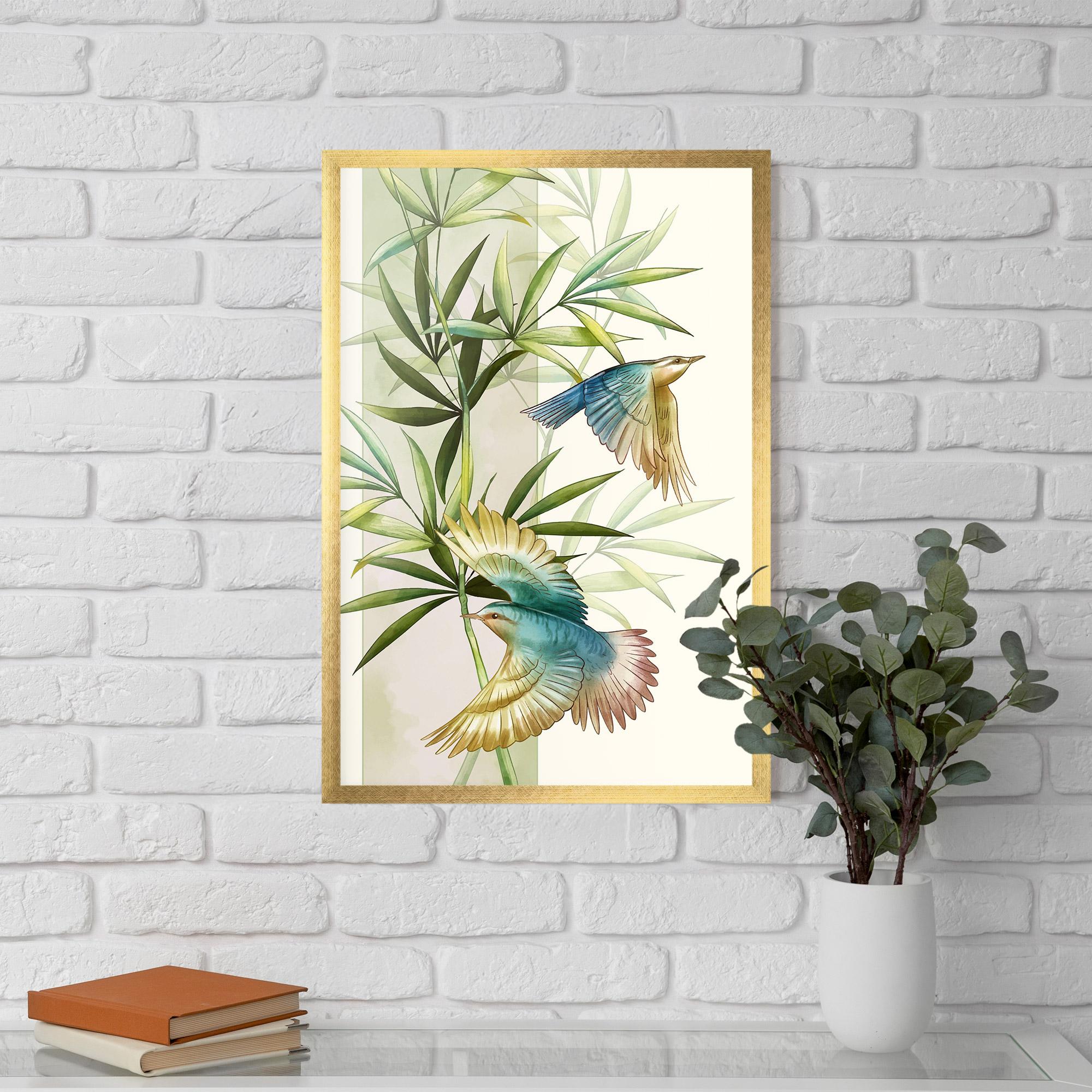 Poster Înrămat Asiatic Blue Birds mockup 5