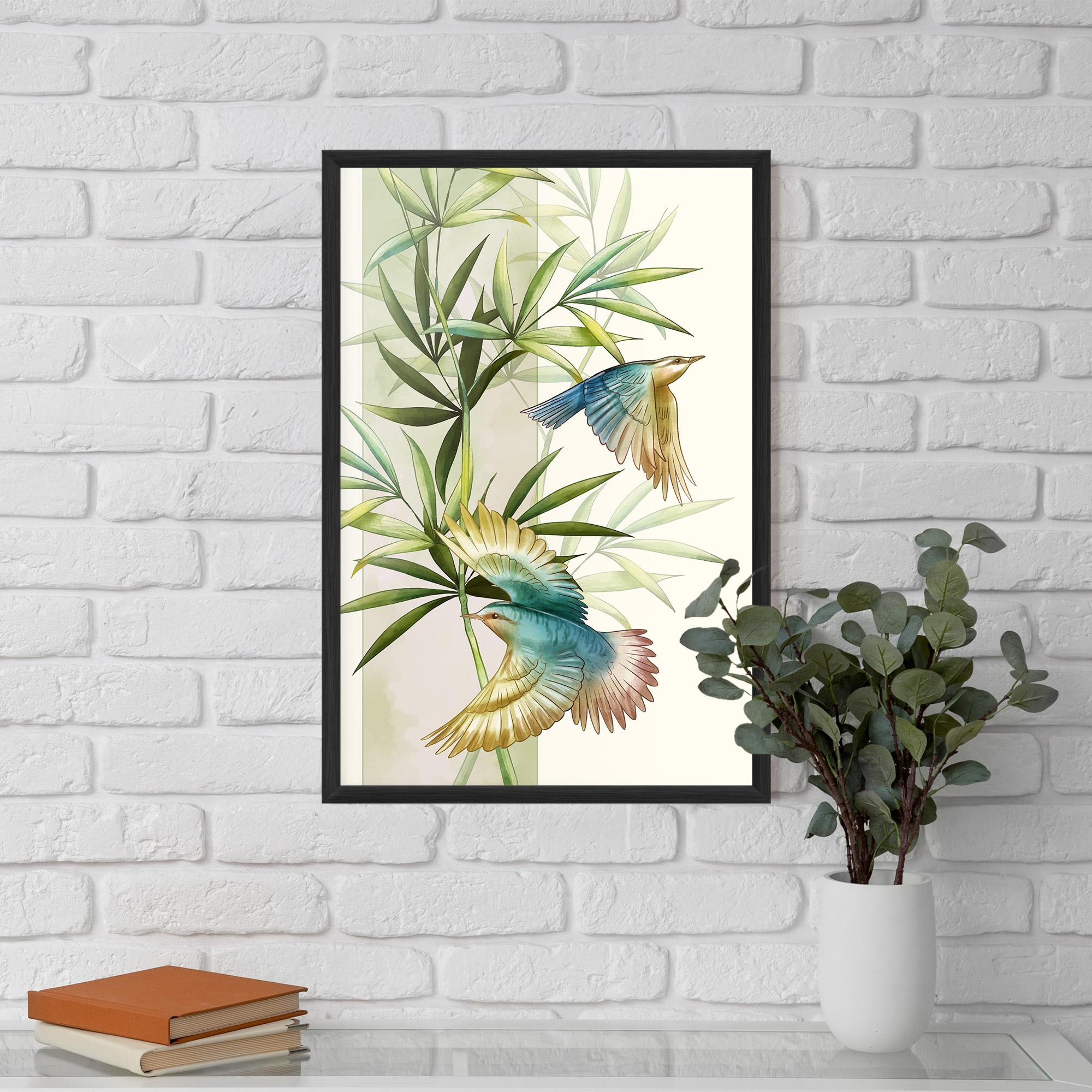 Poster Înrămat Asiatic Blue Birds mockup 5