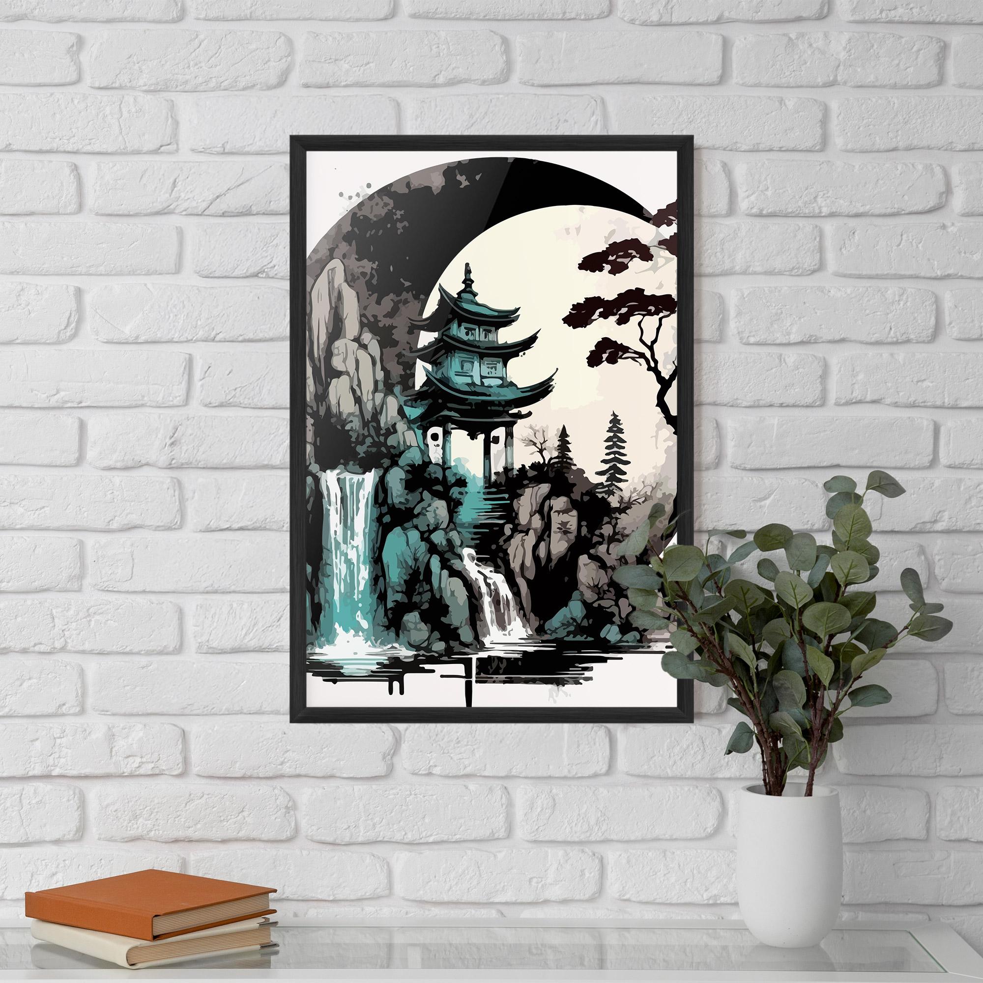 Poster Înrămat Blue Temple Art mockup 5