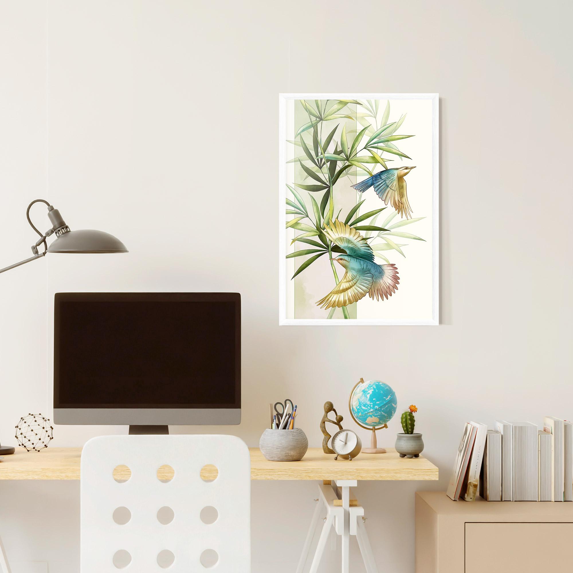 Poster Înrămat Asiatic Blue Birds mockup 6