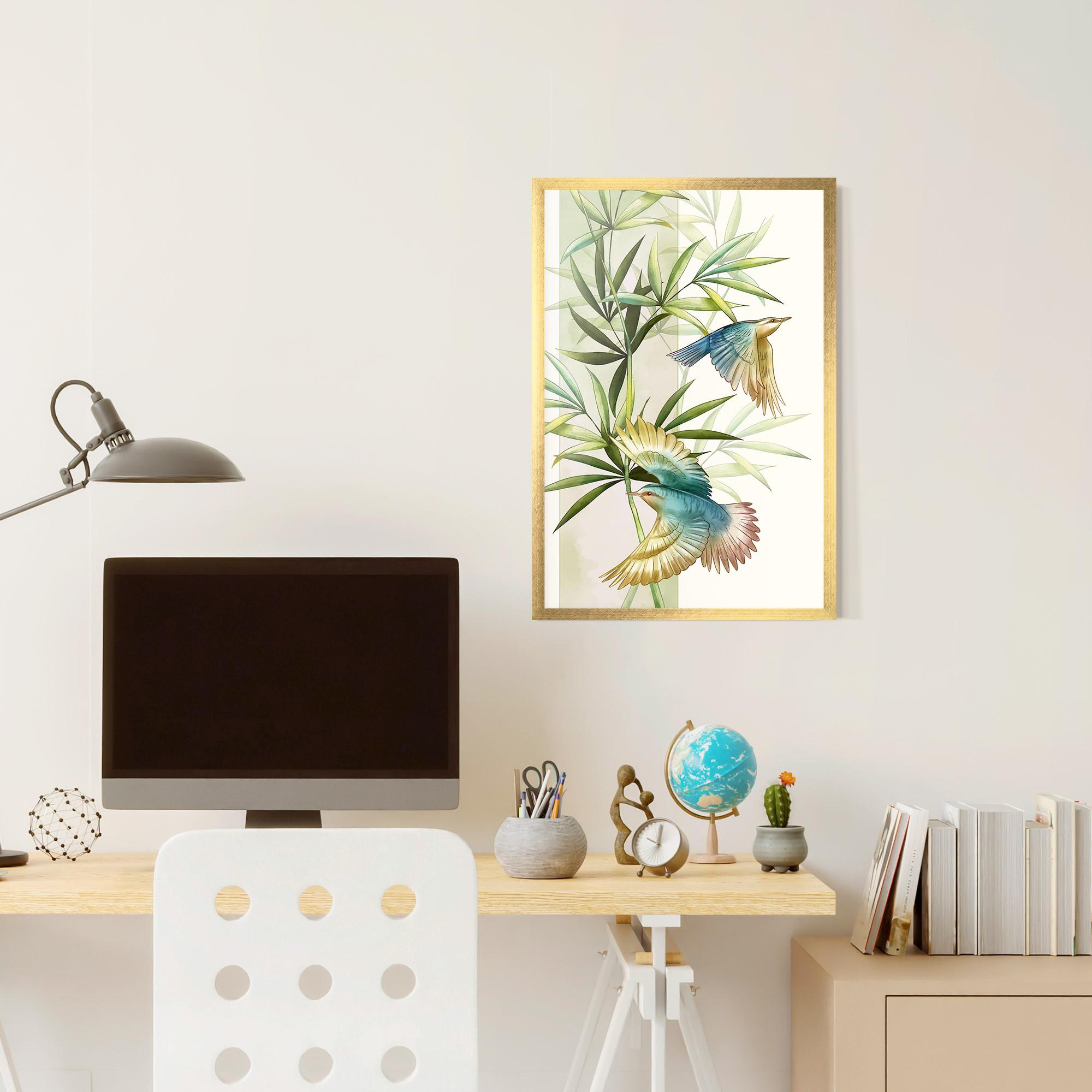 Poster Înrămat Asiatic Blue Birds mockup 6