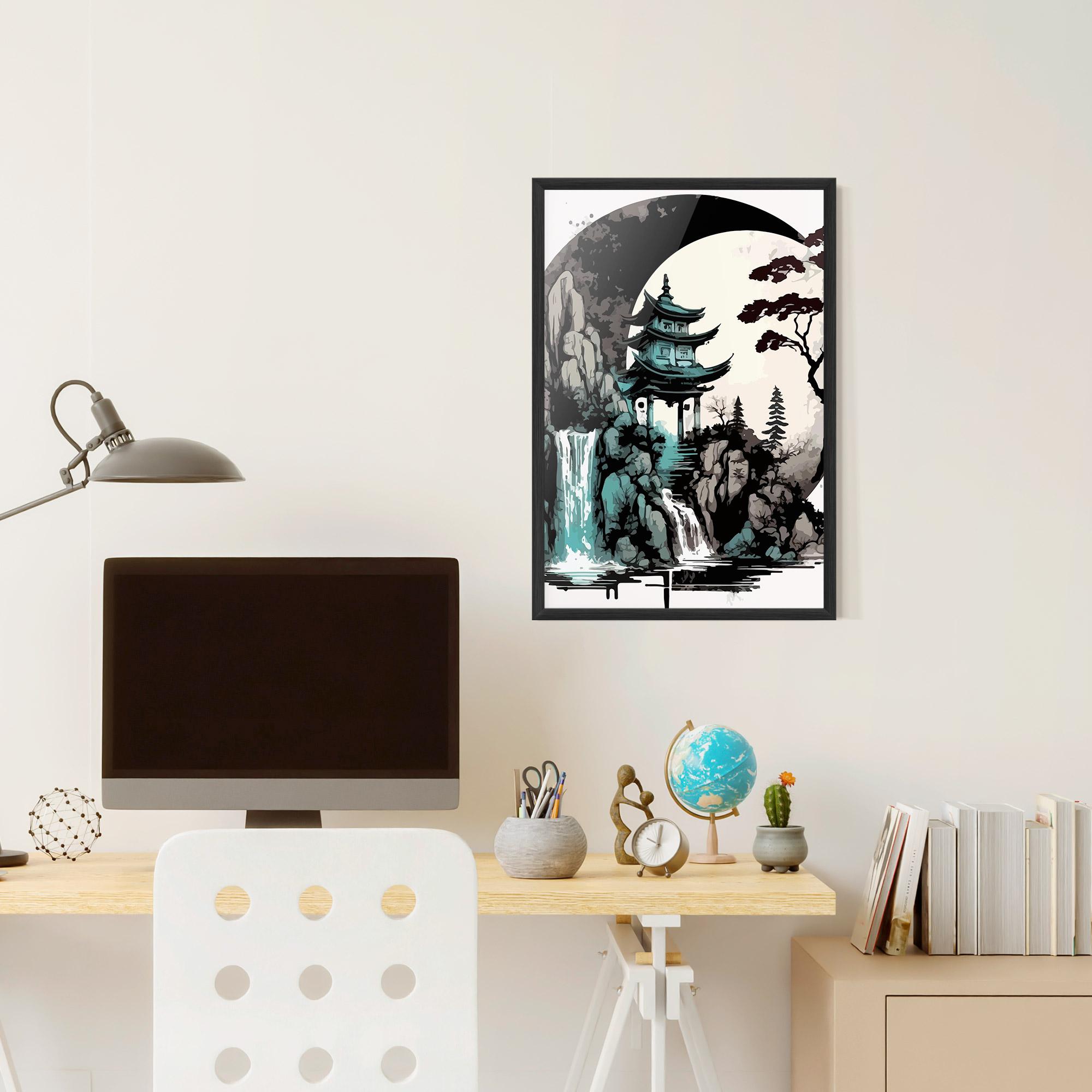 Poster Înrămat Blue Temple Art mockup 6