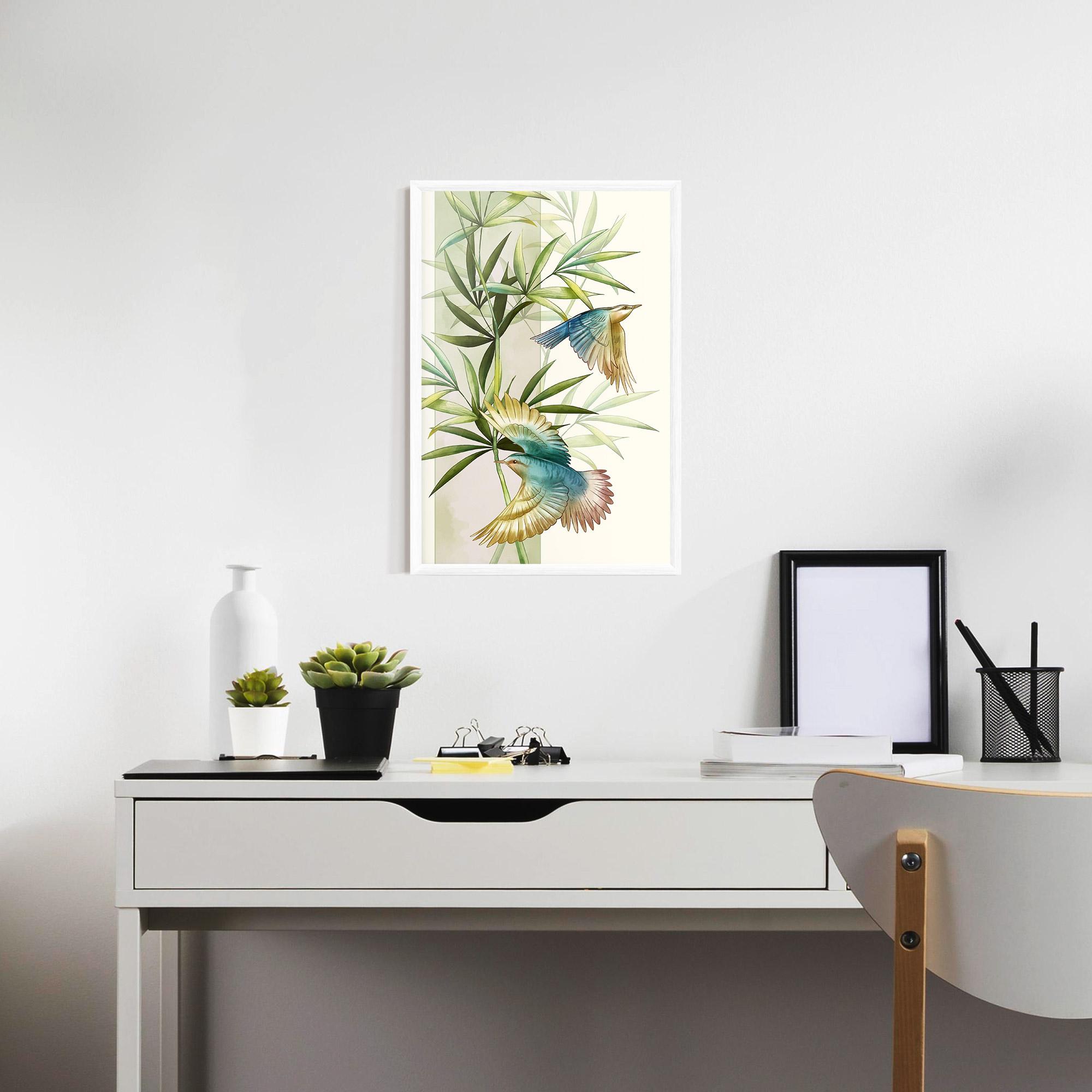 Poster Înrămat Asiatic Blue Birds mockup 7