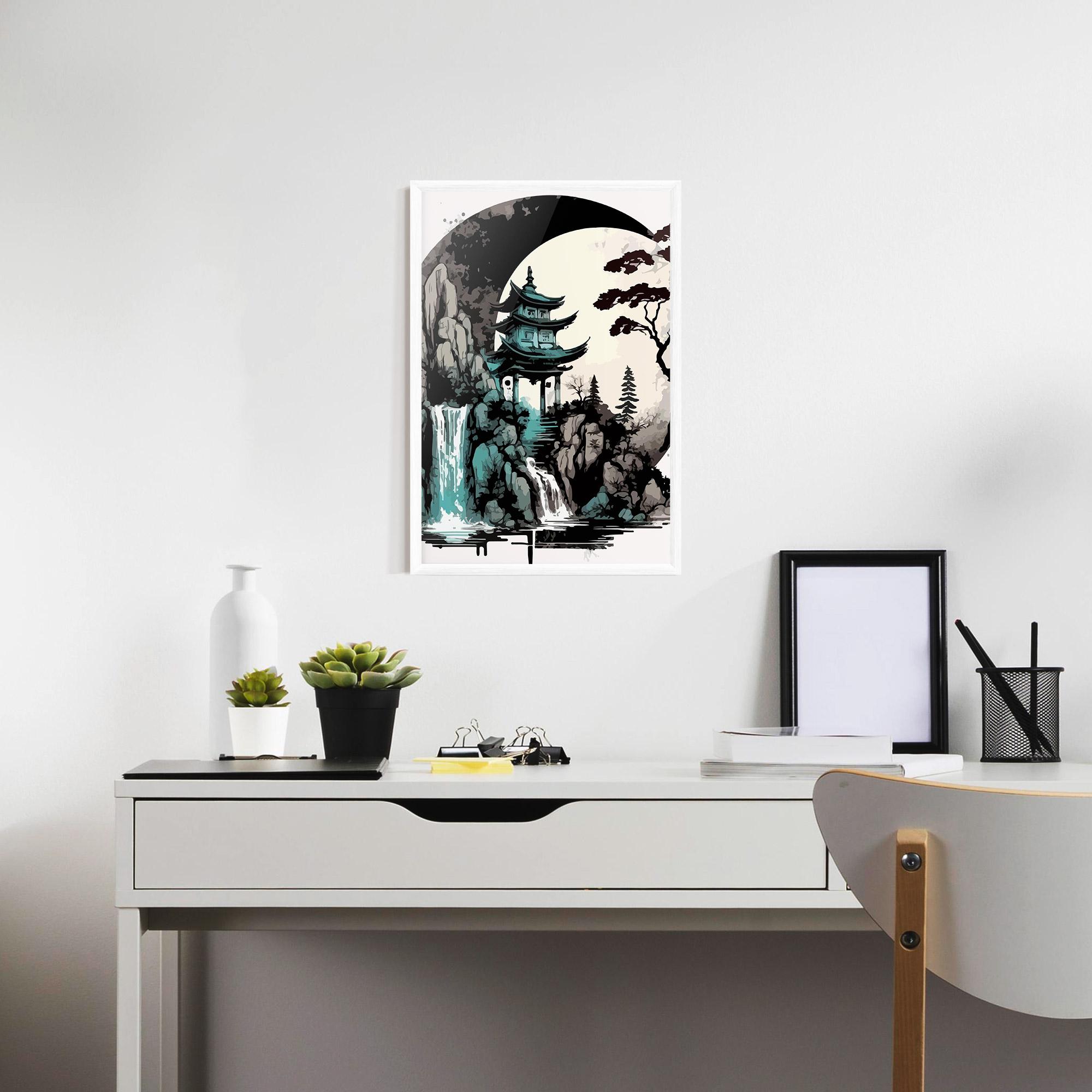 Poster Înrămat Blue Temple Art mockup 7