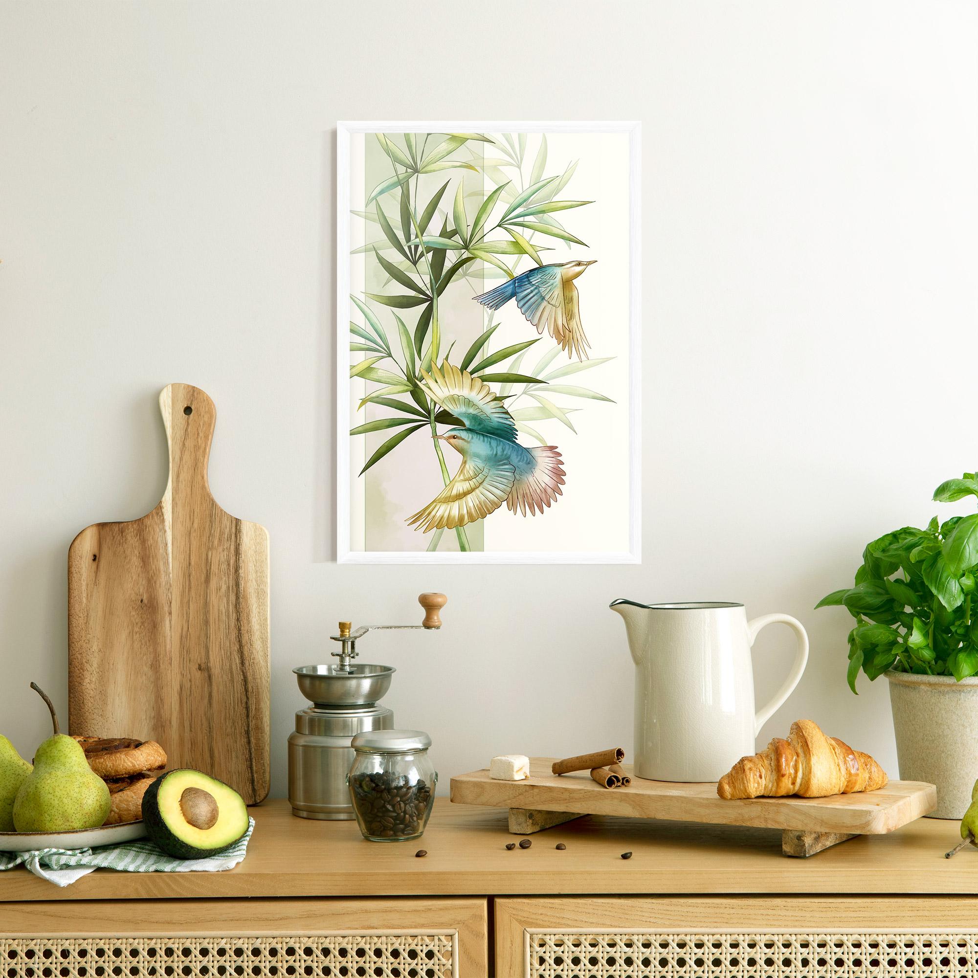 Poster Înrămat Asiatic Blue Birds mockup 8