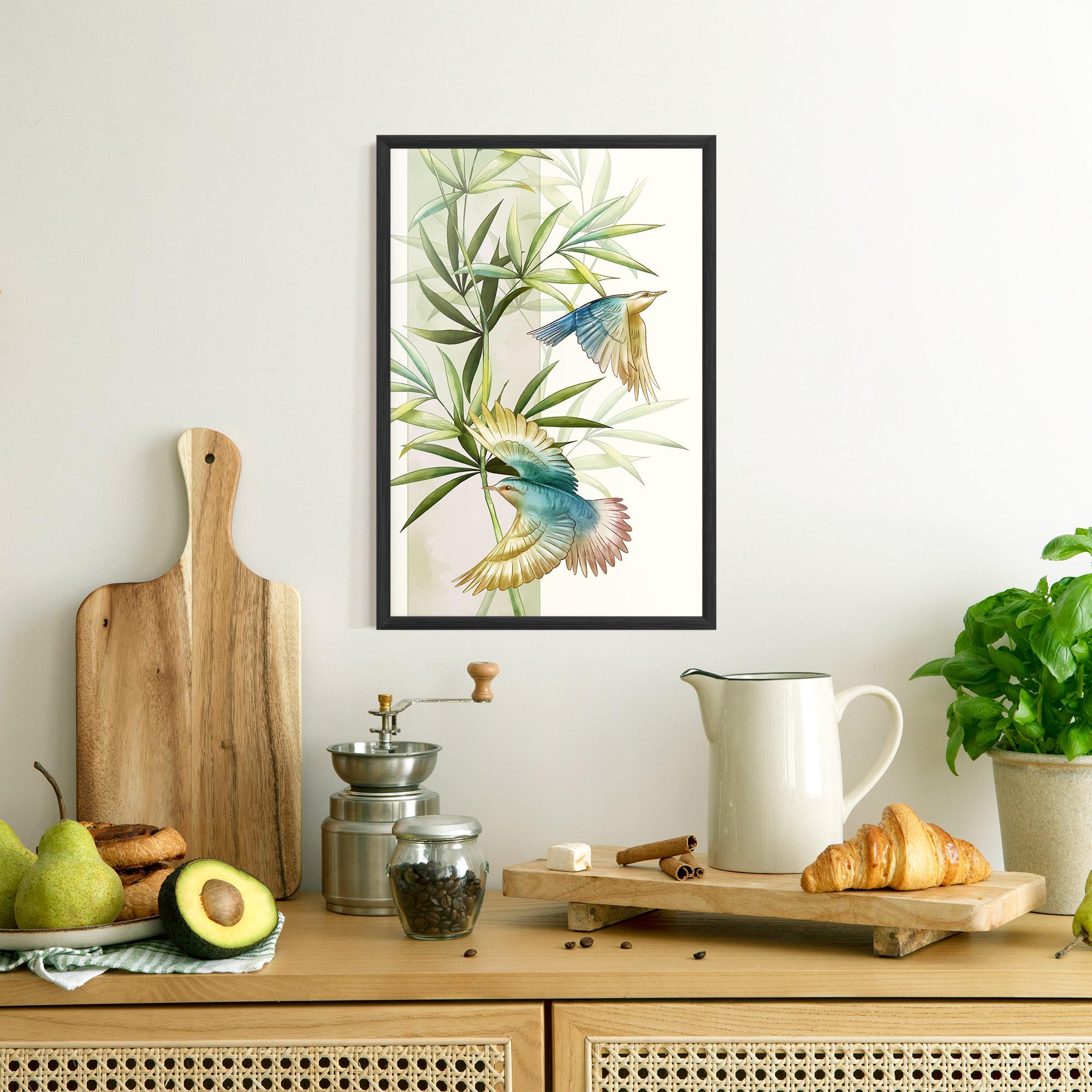 Poster Înrămat Asiatic Blue Birds mockup 8