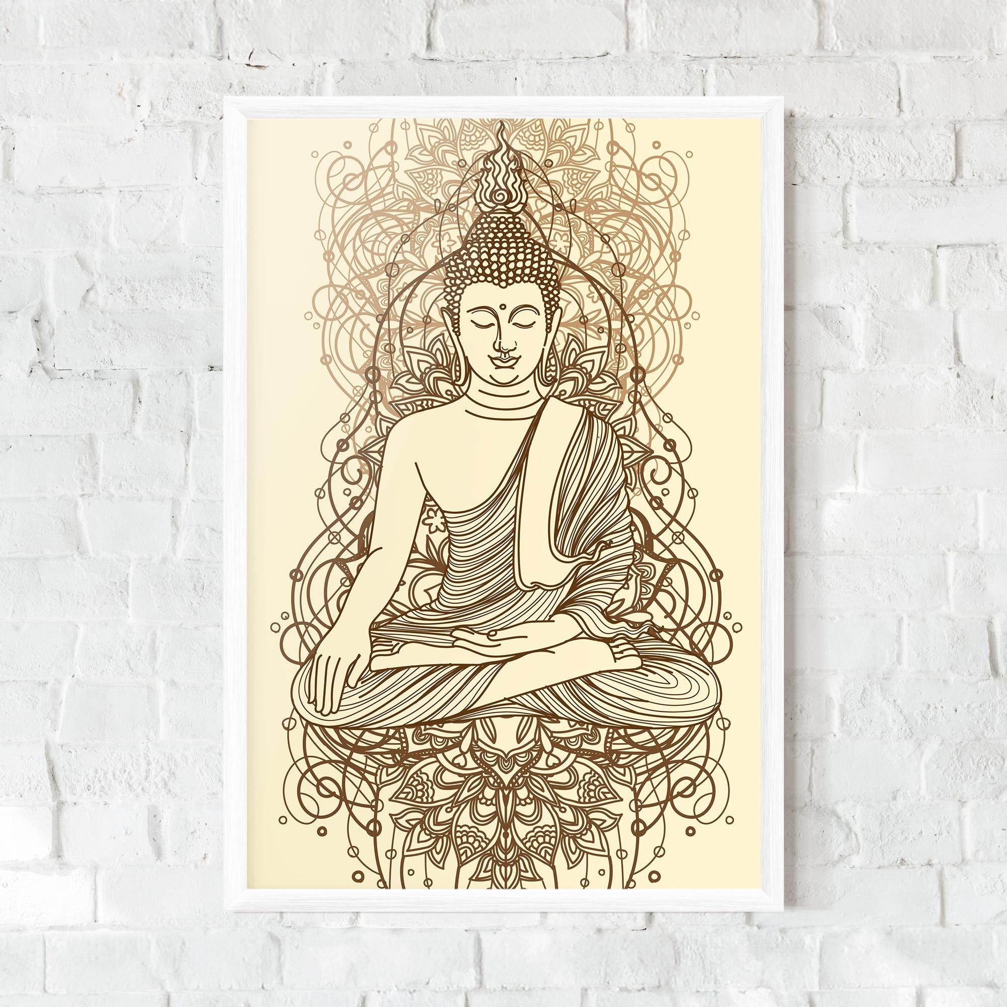 Poster Înrămat Brown Line Buddha mockup 0