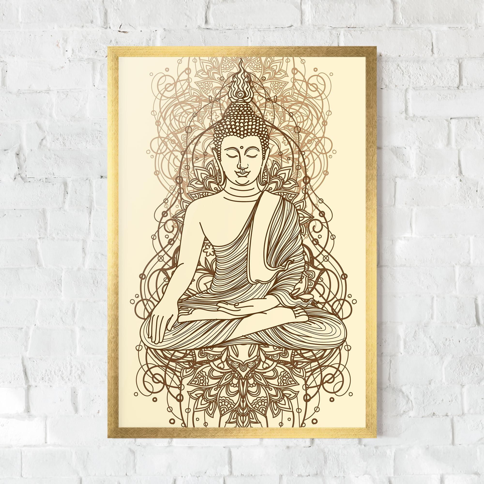 Poster Înrămat Brown Line Buddha mockup 0