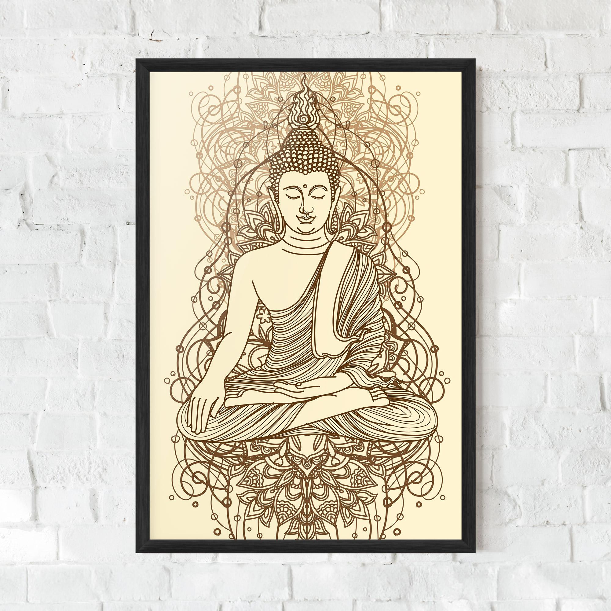 Poster Înrămat Brown Line Buddha mockup 0