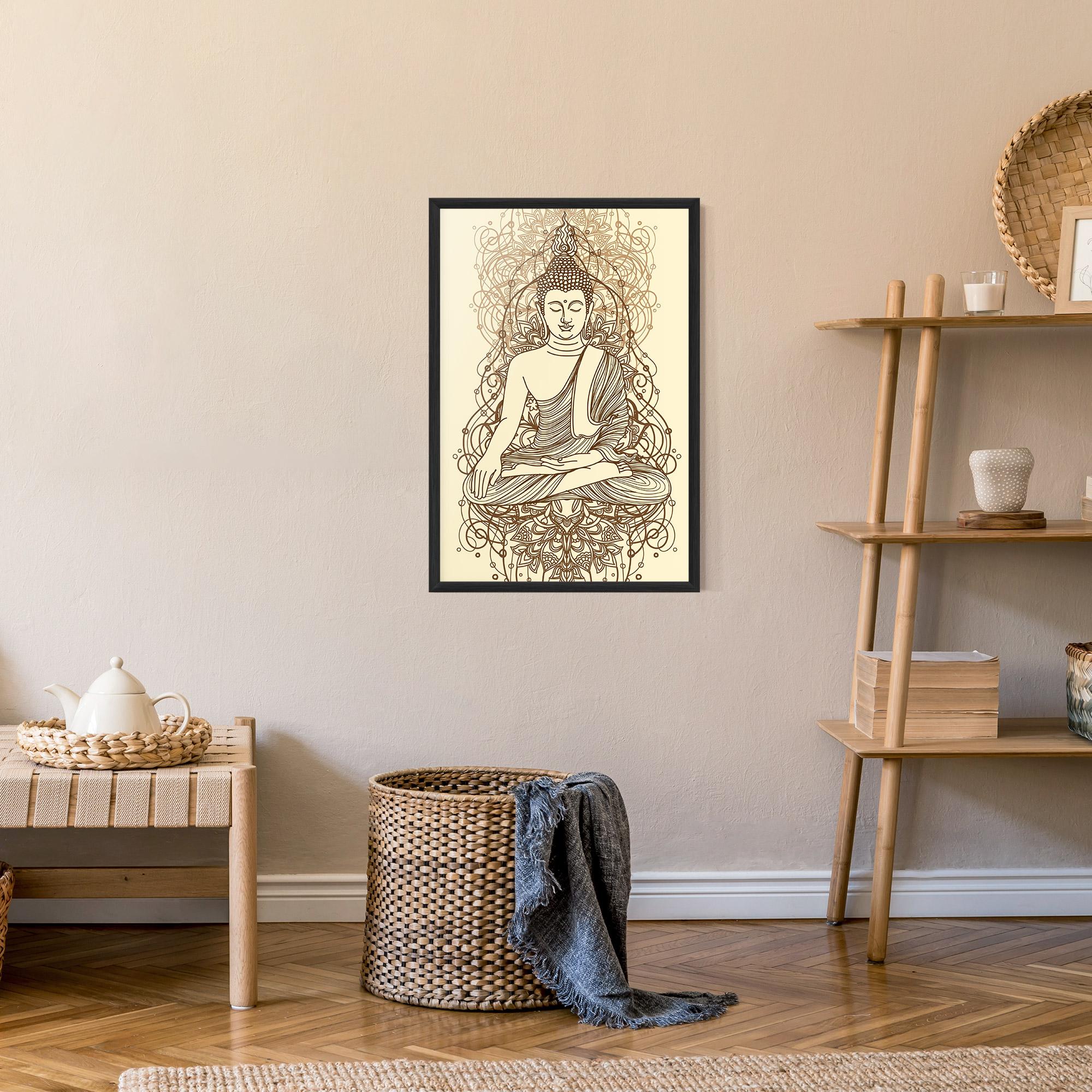 Poster Înrămat Brown Line Buddha mockup 9