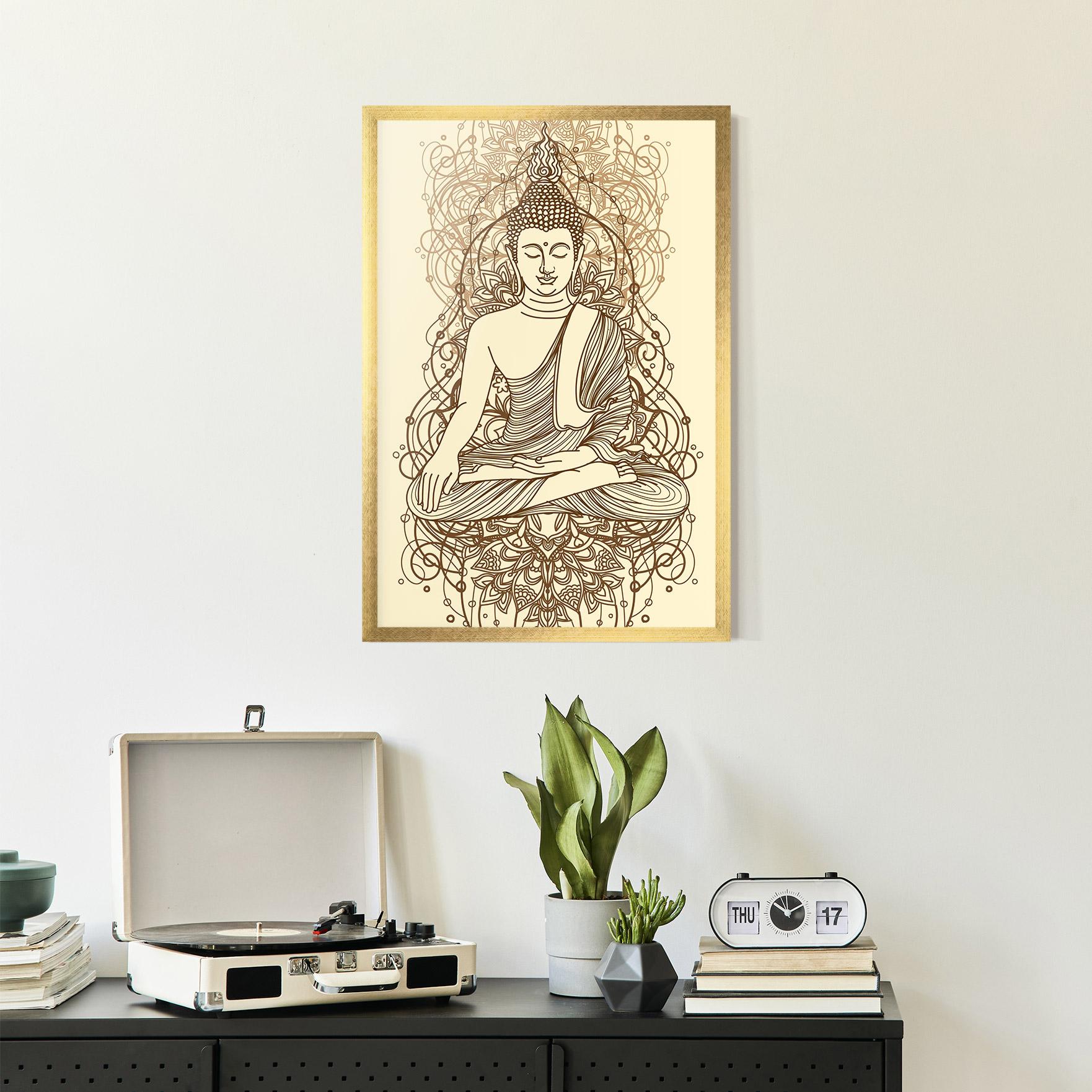 Poster Înrămat Brown Line Buddha mockup 2