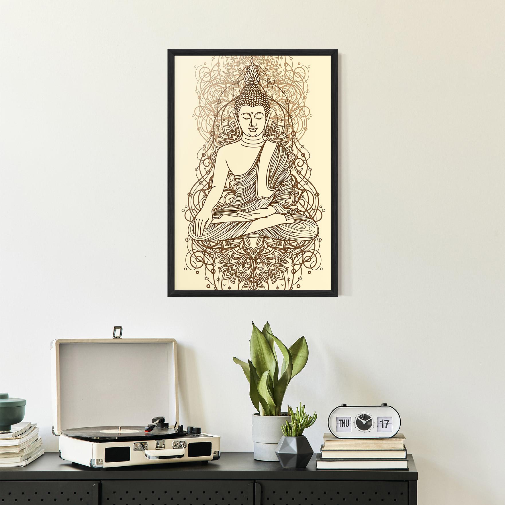 Poster Înrămat Brown Line Buddha mockup 2